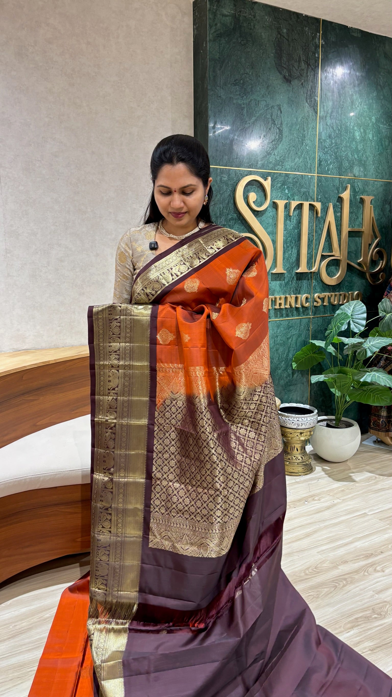 Handloom Kanchi pattu rust