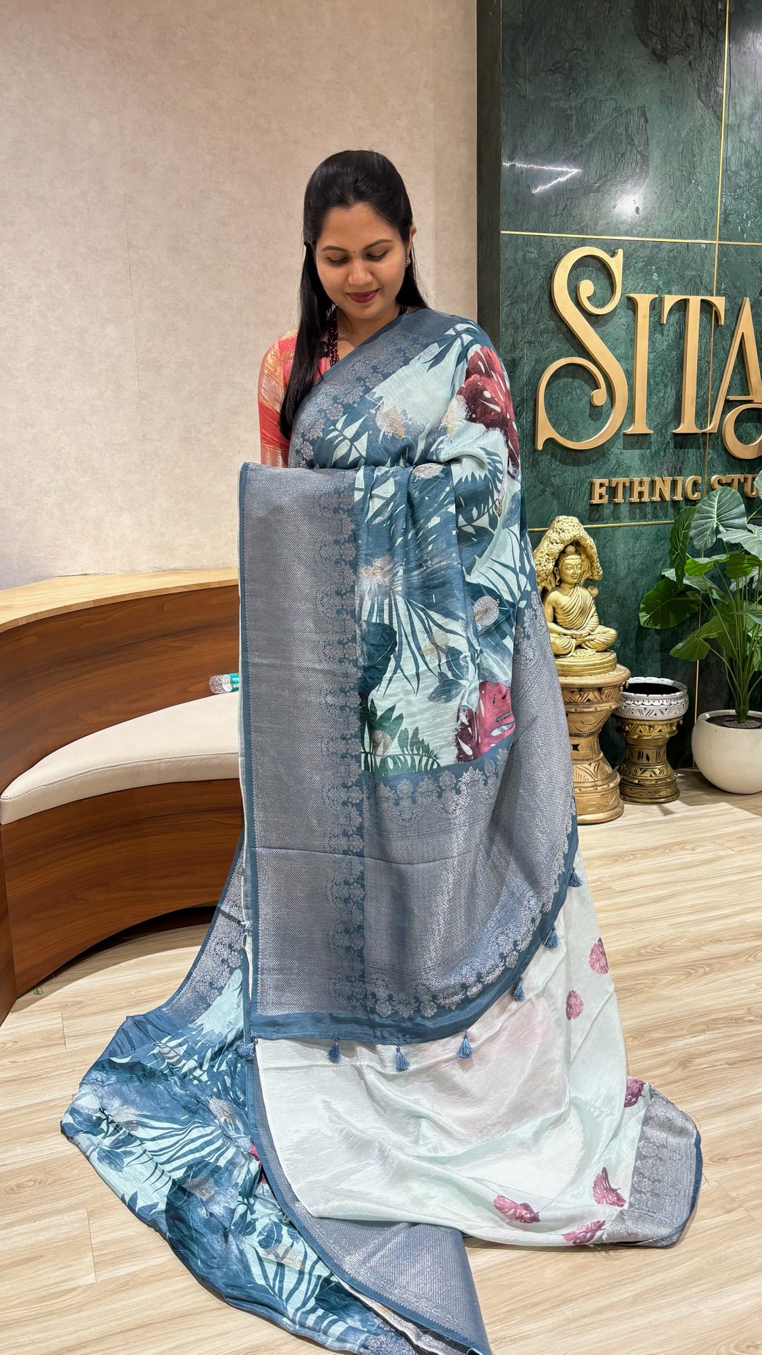 Mashru georgette blue