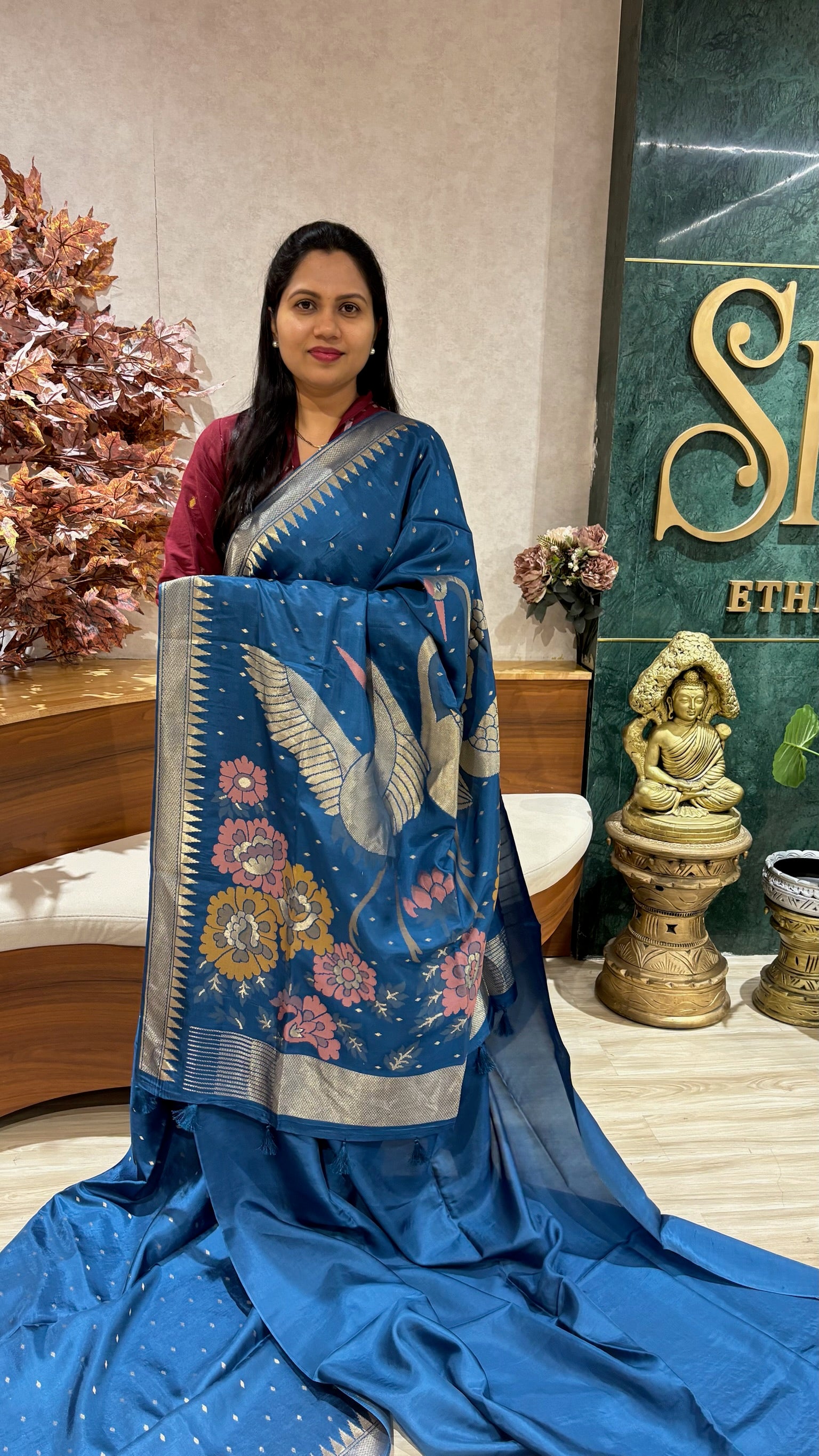 Mashru georgette blue