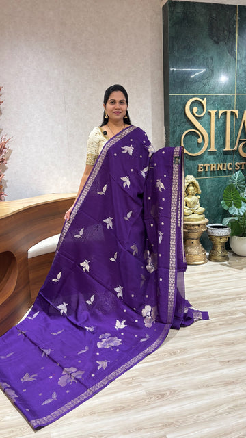 Tussar georgette purple