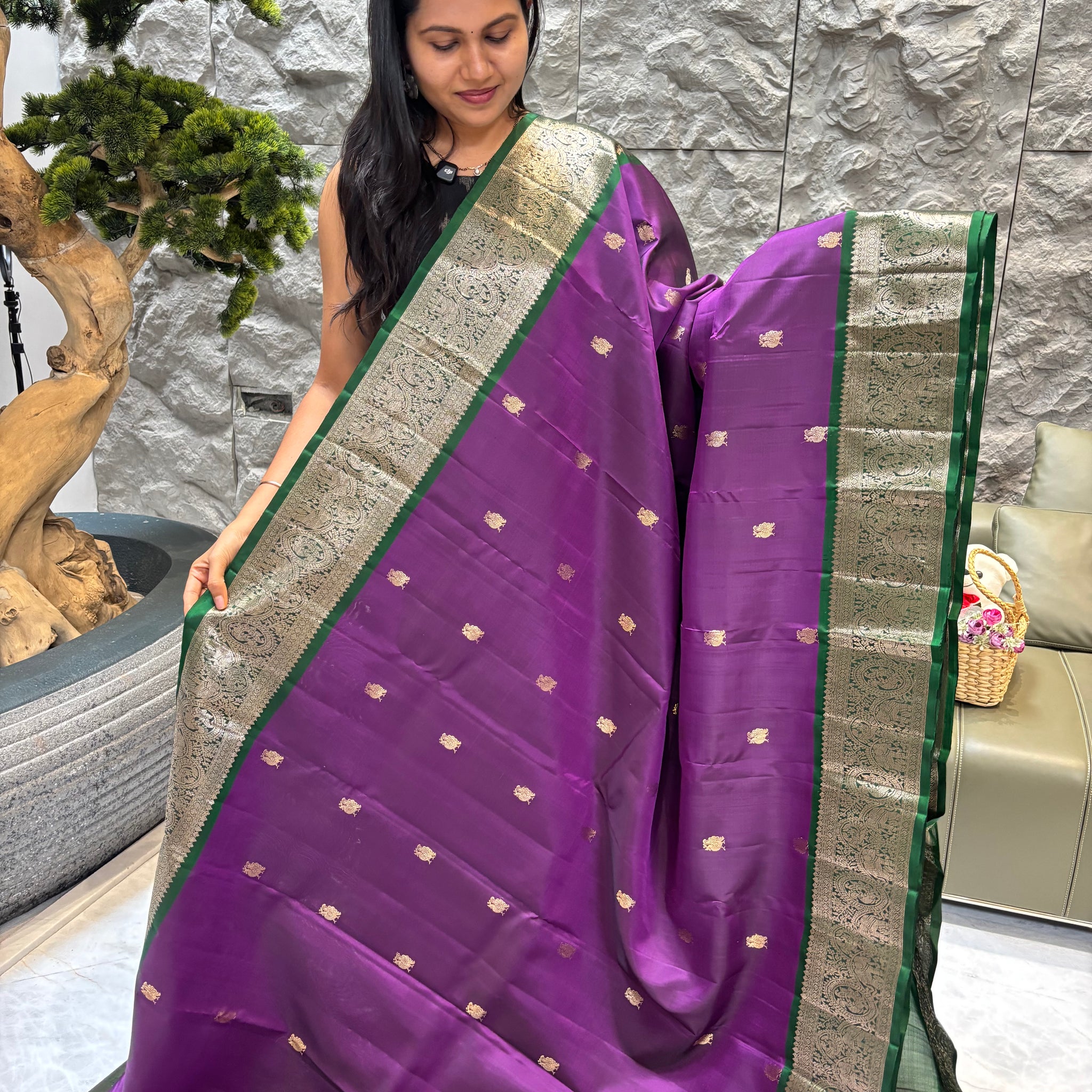 Kanchi pattu purple-green