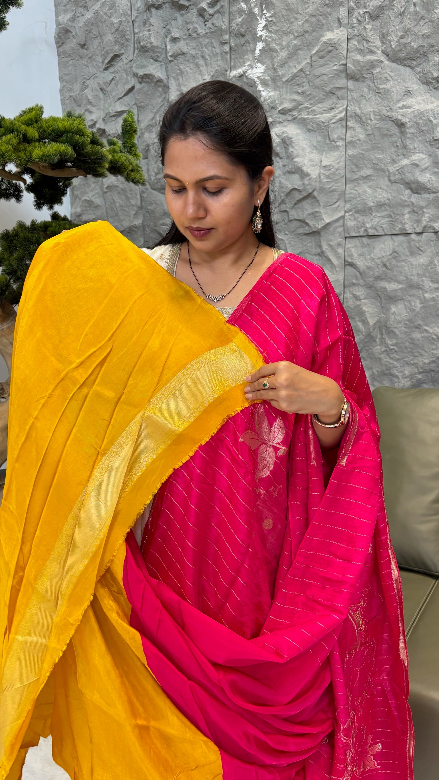 Designer crepe sarees pink