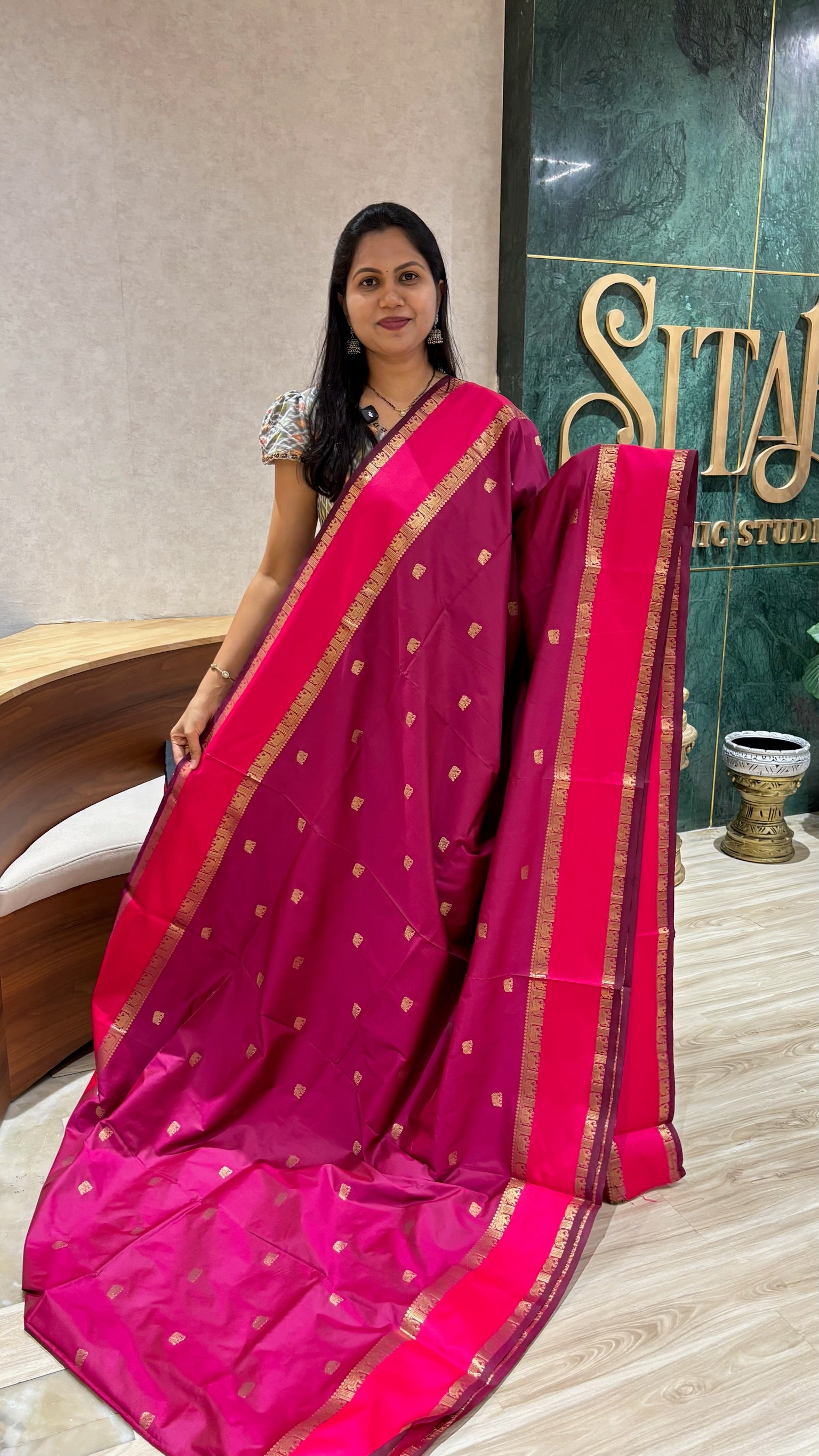 Semi pattu pink