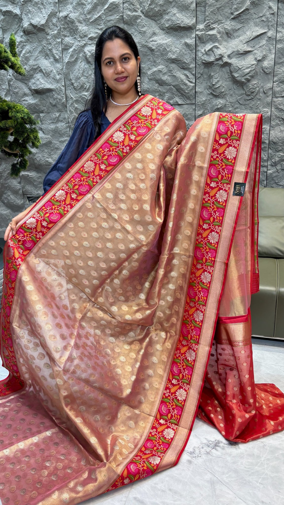 Banaras tissue peach