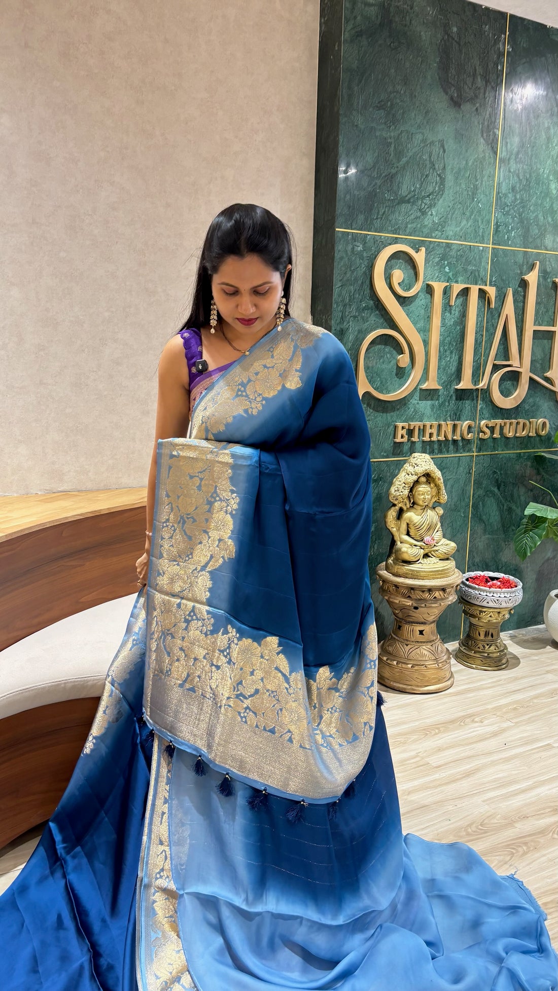 Mashru silk blue