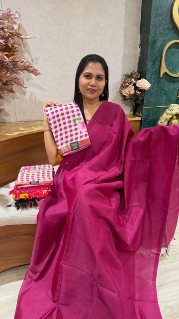 Mangalgiri pattu digital print magenta pink
