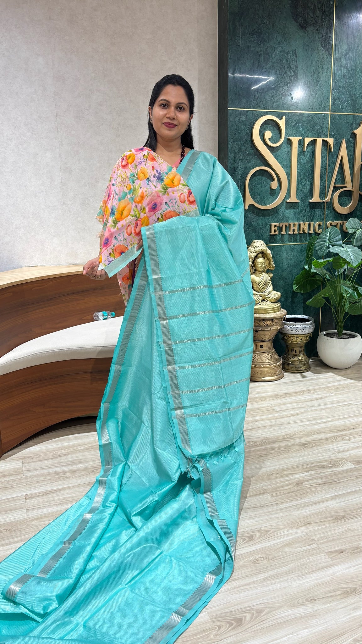 Mangalagiri pattu digital print blue