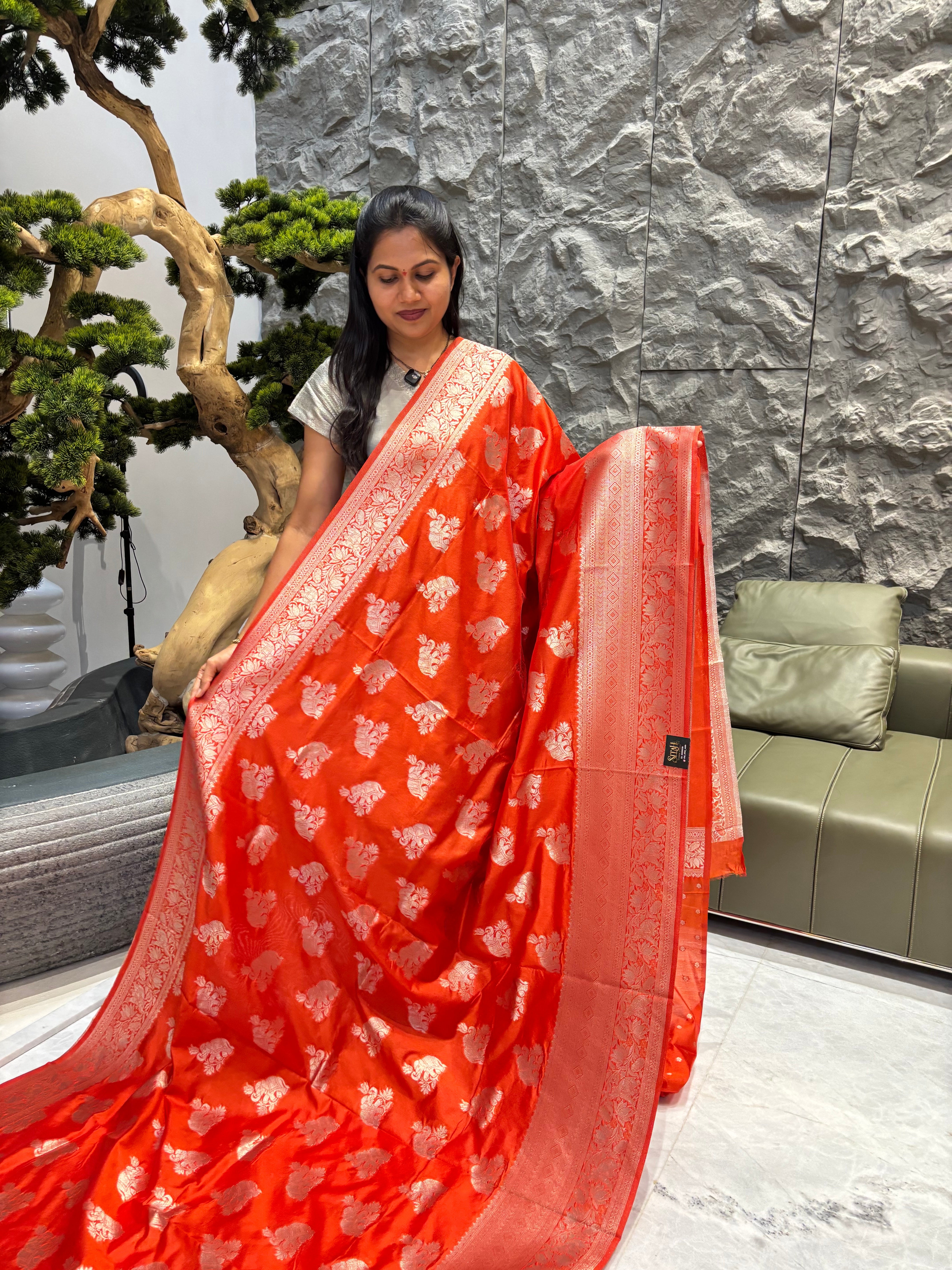 Orange kanchi style saree