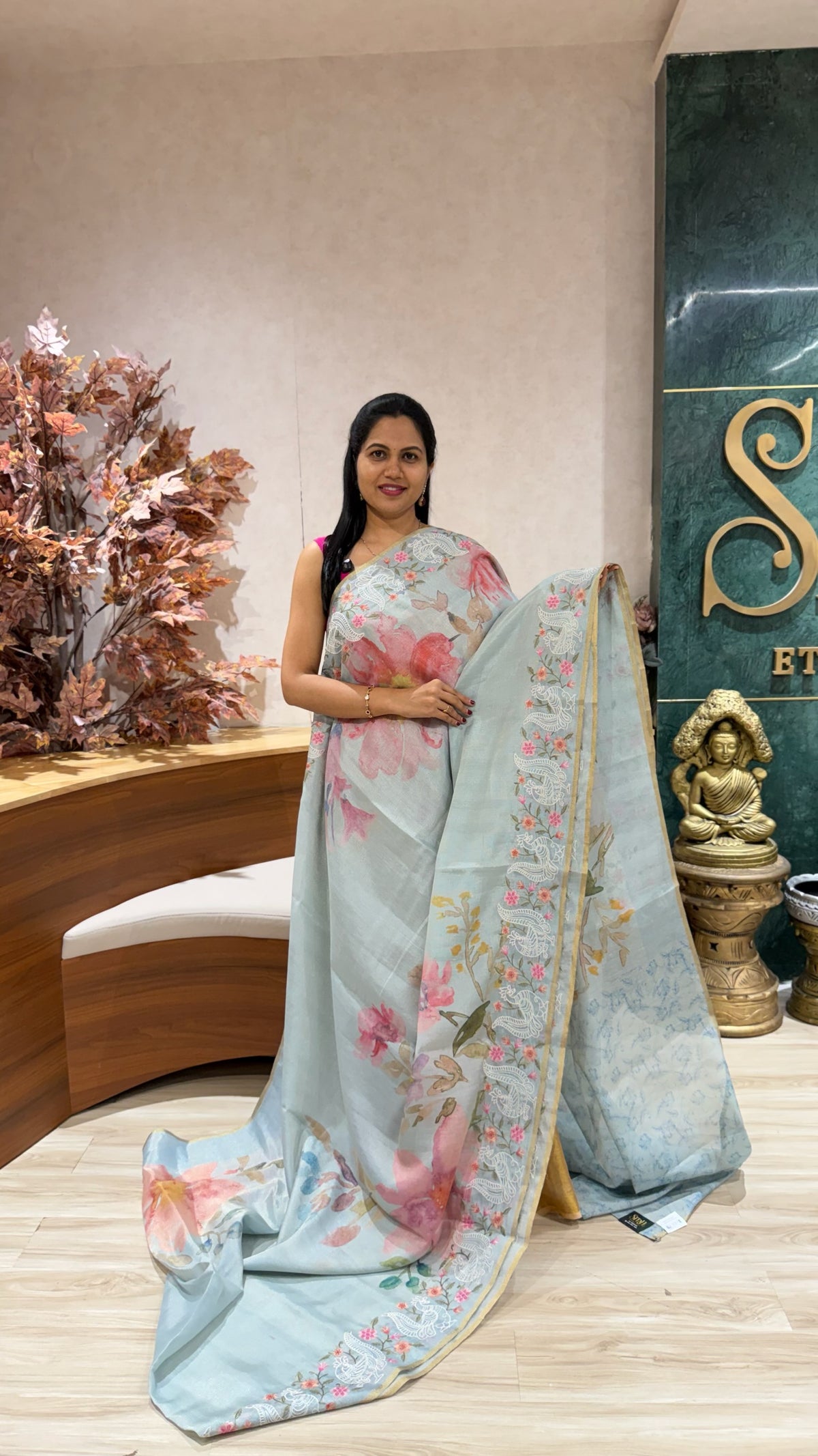 Linen tissue work sky blue