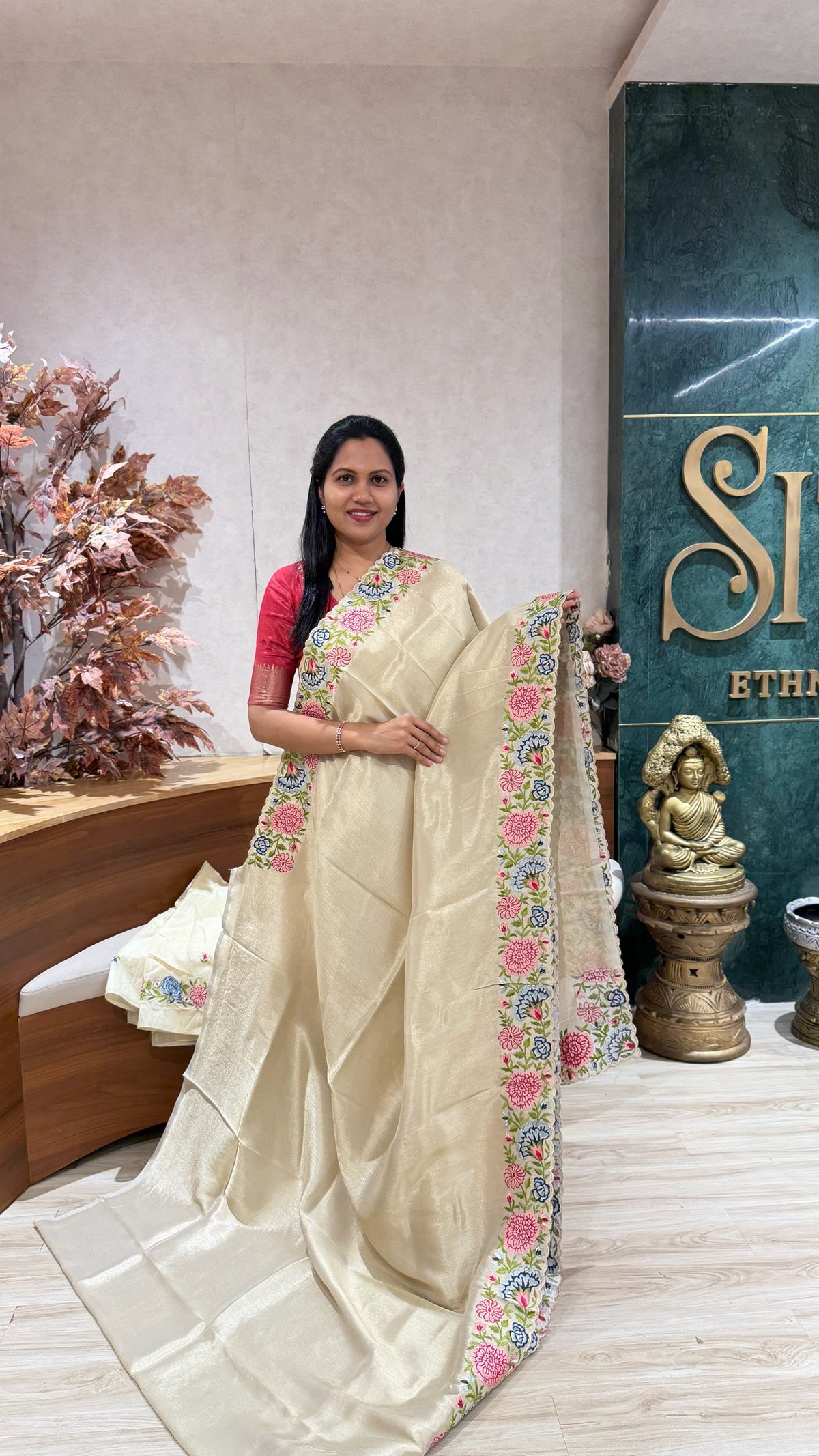 Designer tissues with Tussar embroidery blouses