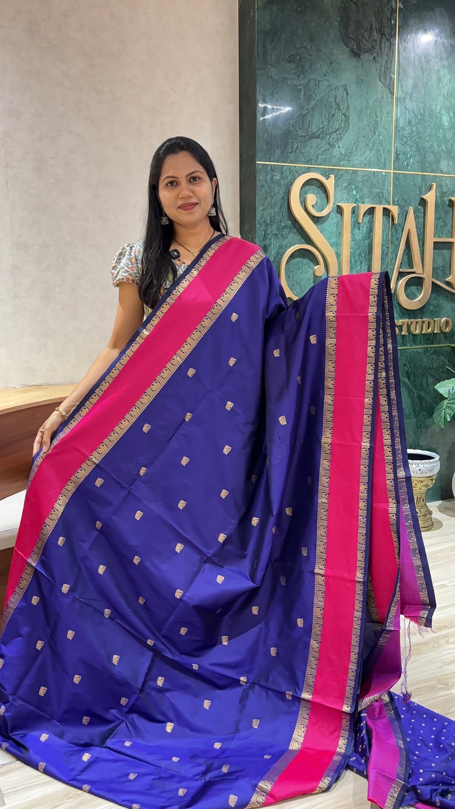 Semi pattu gemini blue