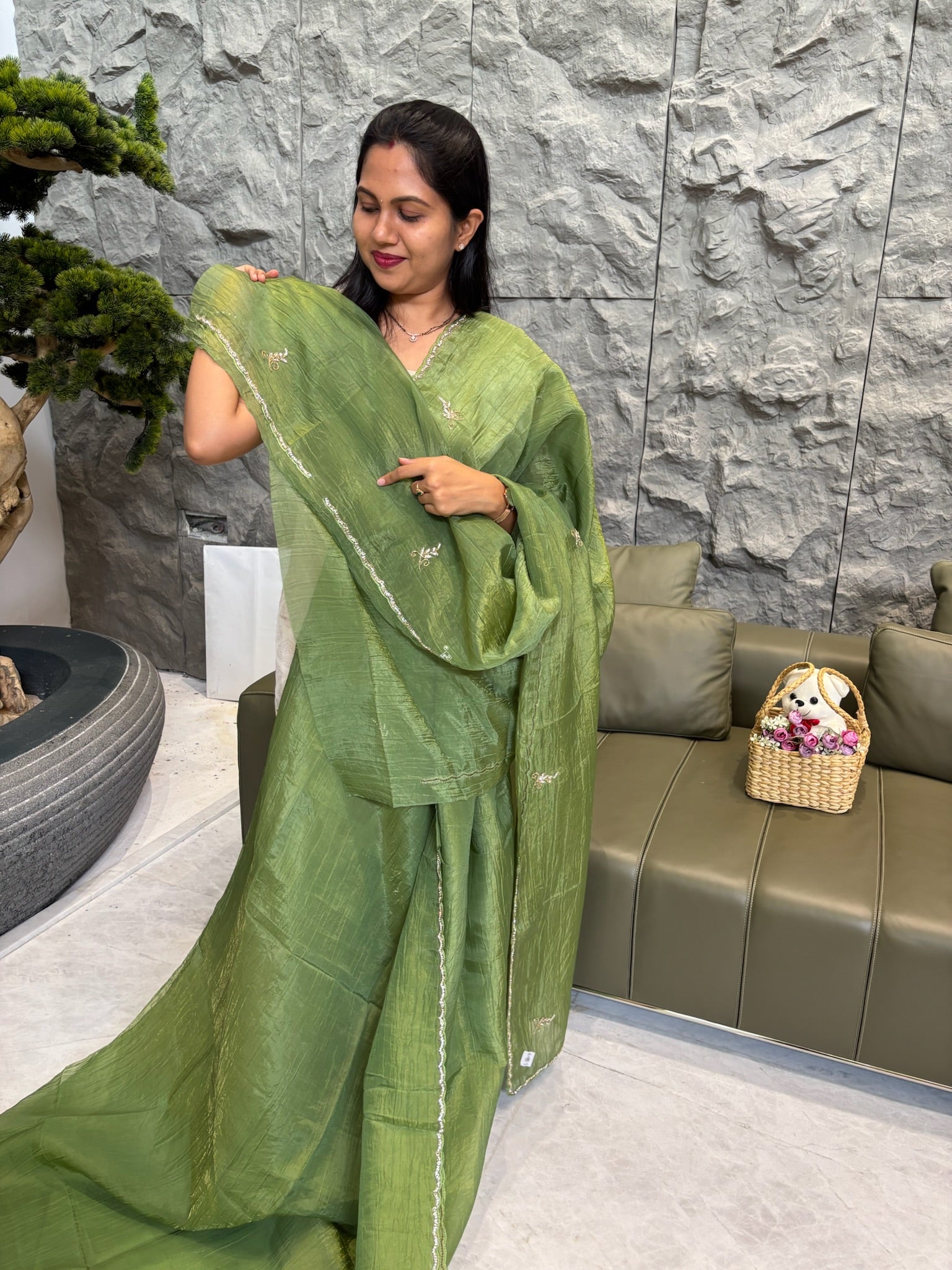 Crush organza green