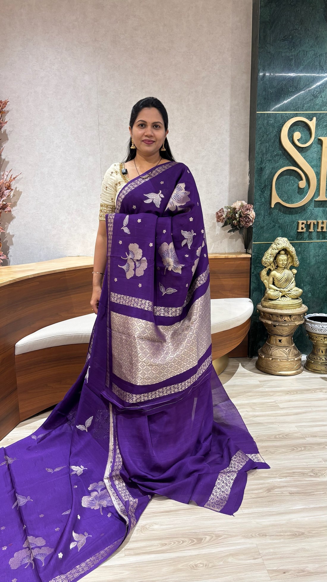 Tussar georgette purple