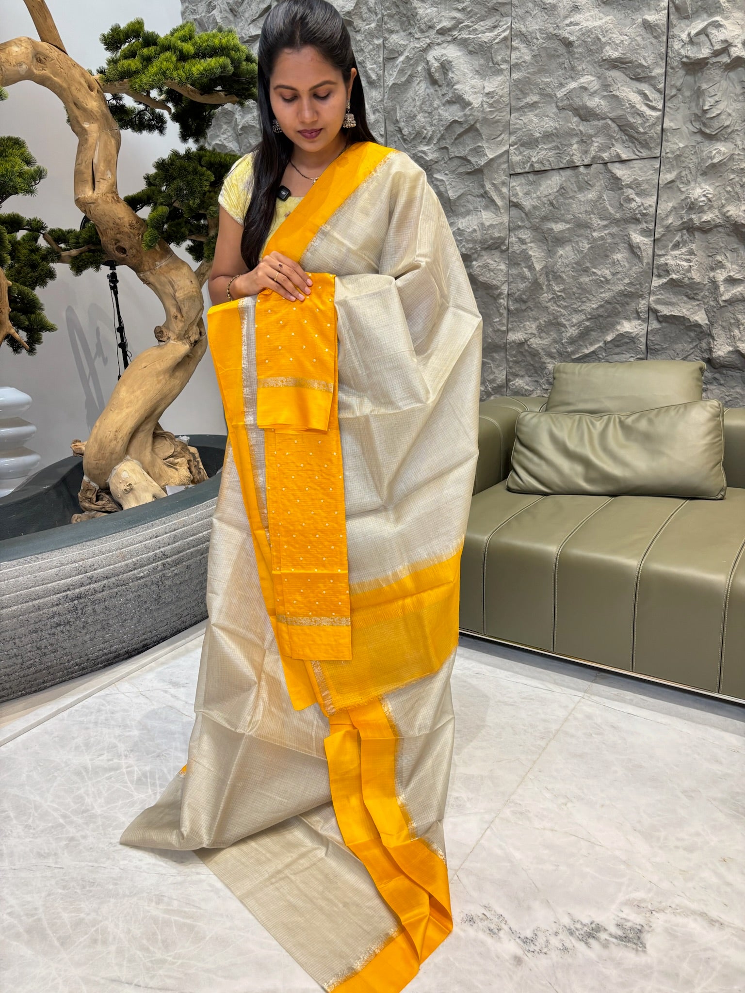 Tussar kota with buttablouse