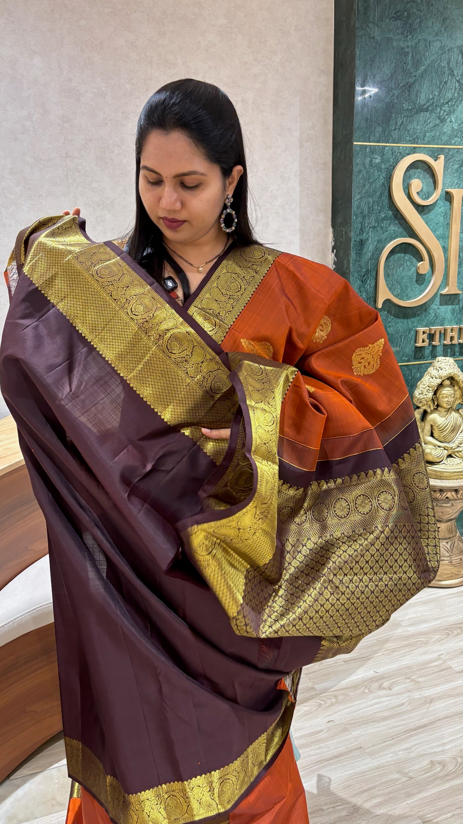 Handloom kanchi rust
