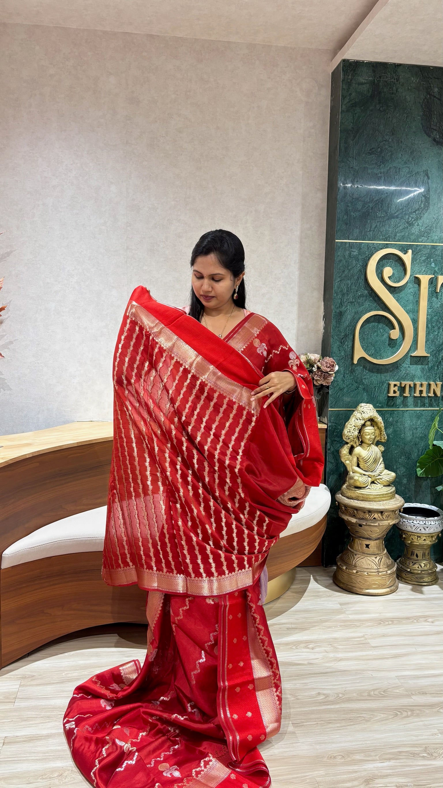Pure chanderi saree red