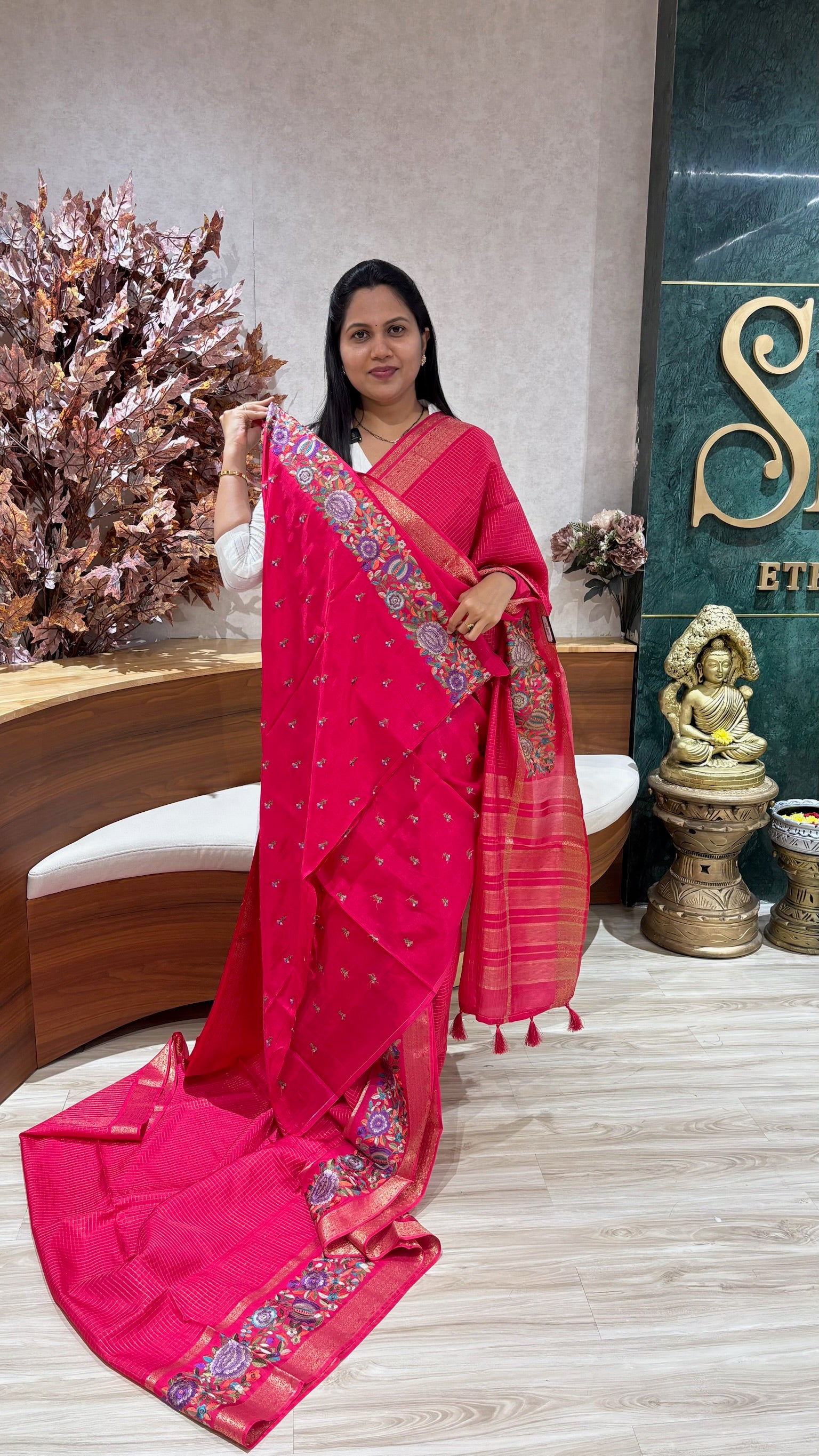 Russian silk embroidery pink