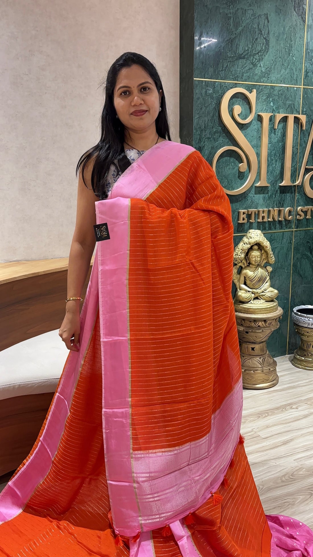 Mashru georgette orange