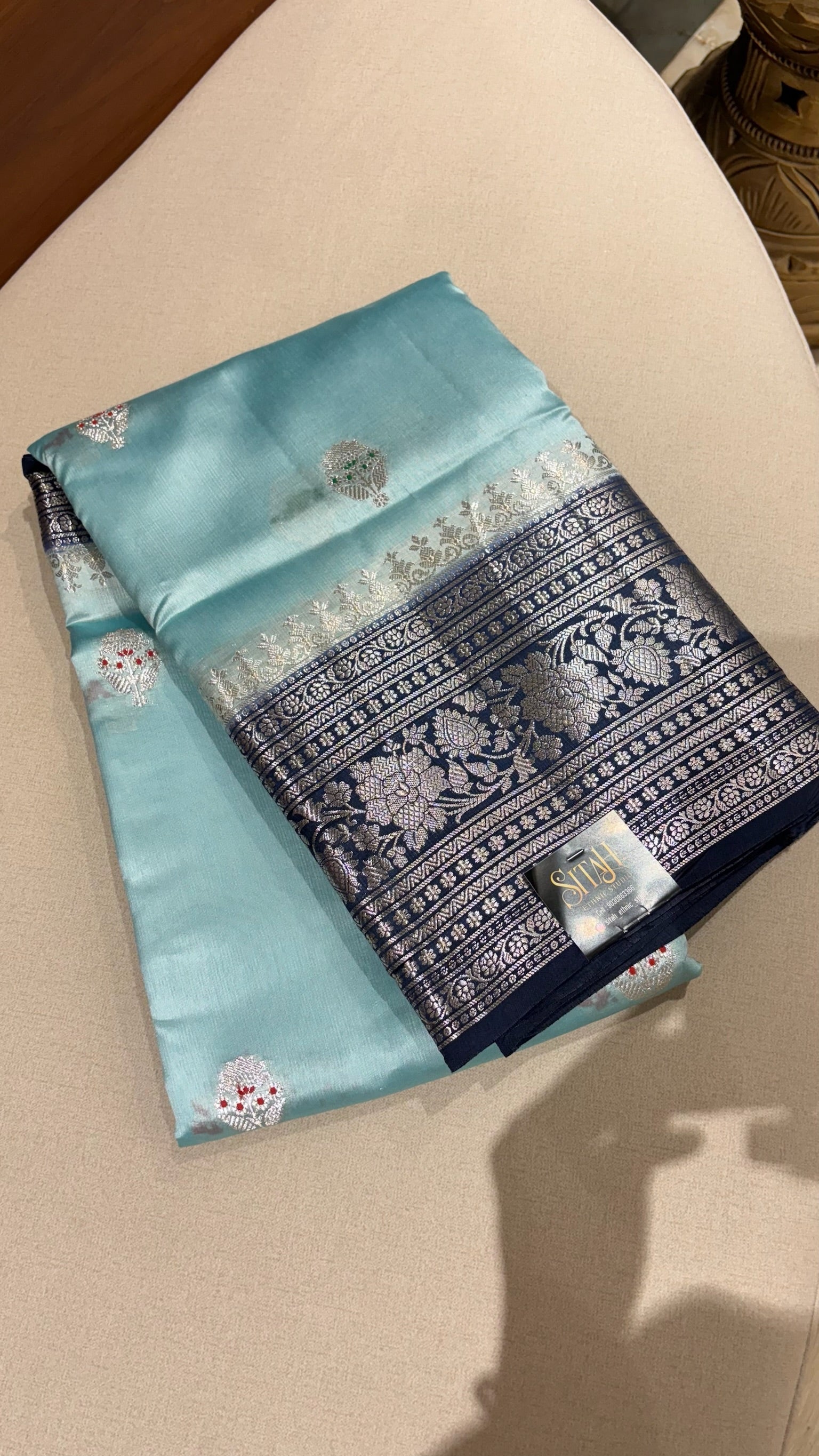 Fancy mango pattu sky blue