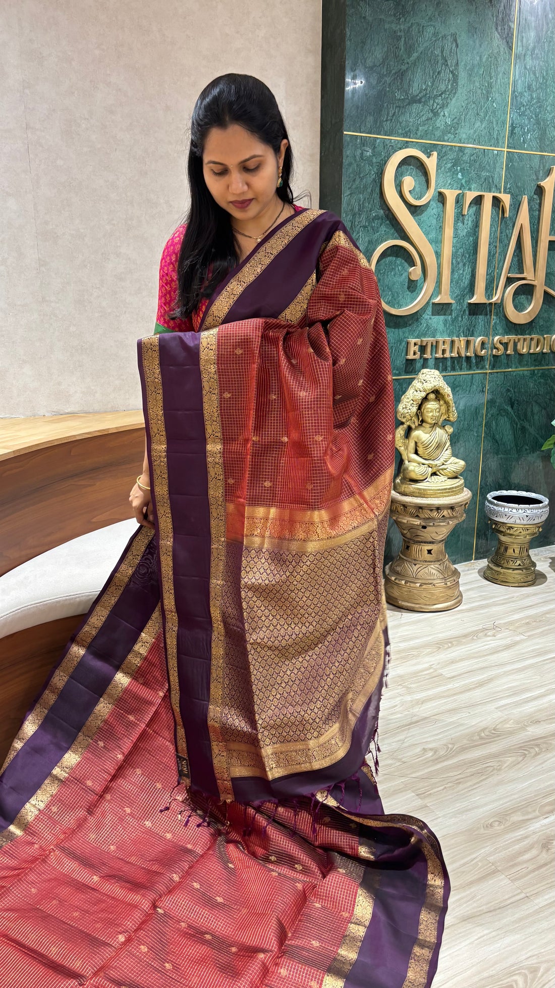 Handloom kanchi rust