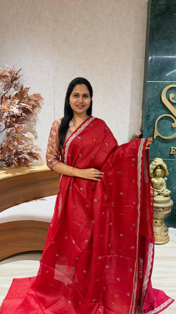 Tussar kota pettit embroidery