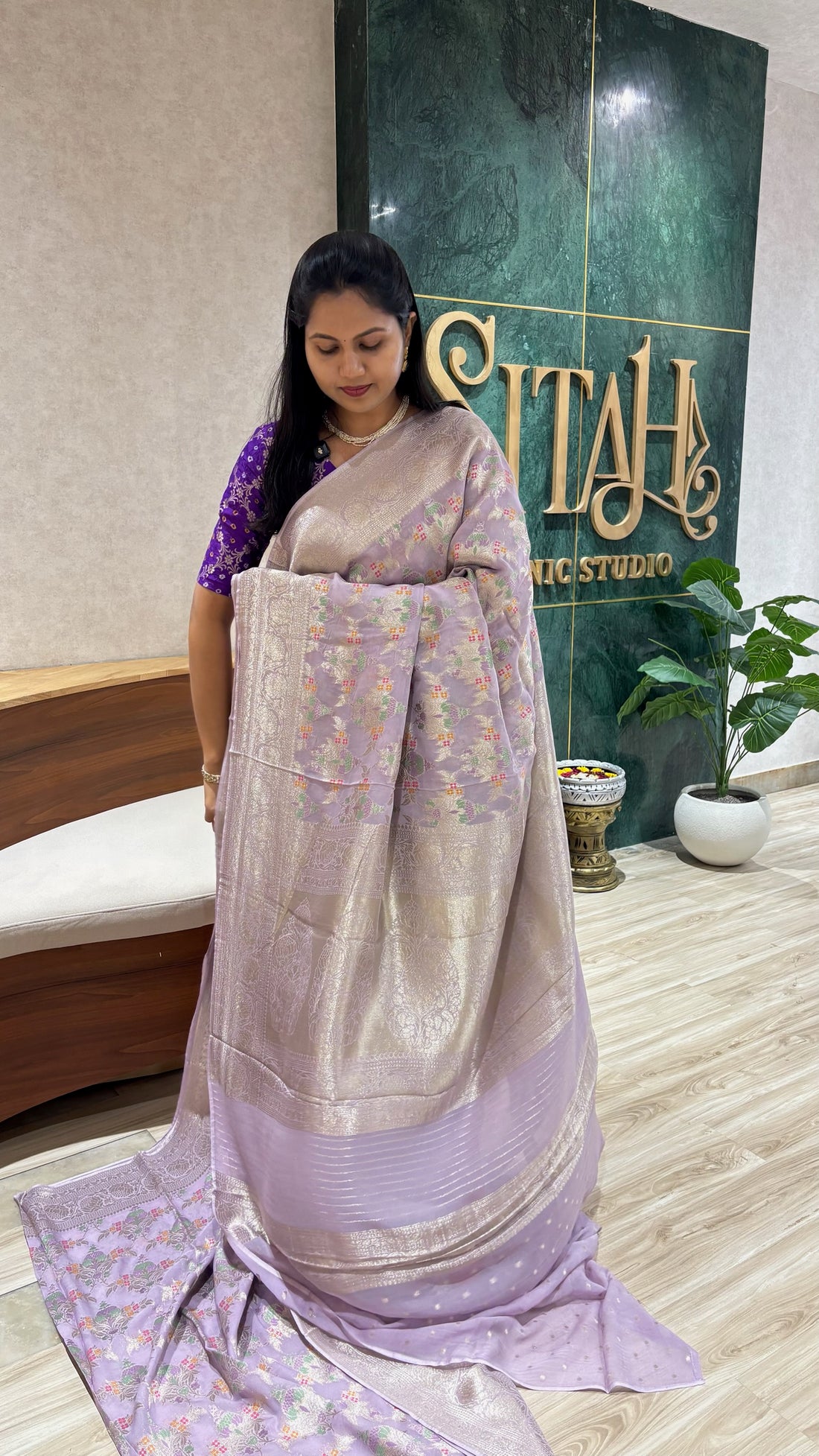 Georgette meena weave lavender