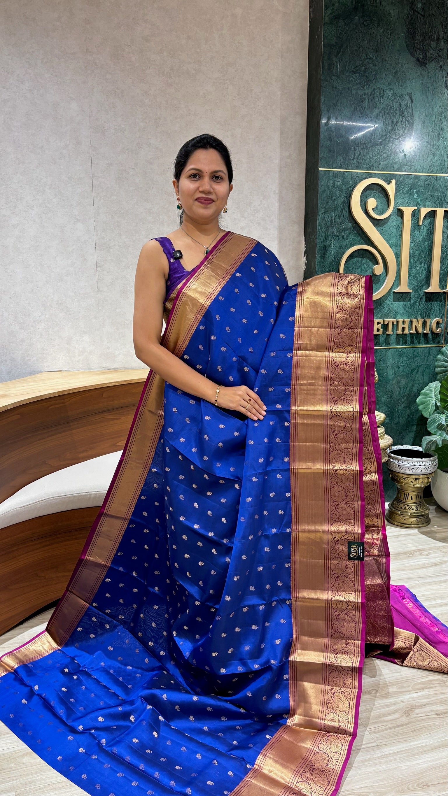 Handloom kanchi pattu gemini blue