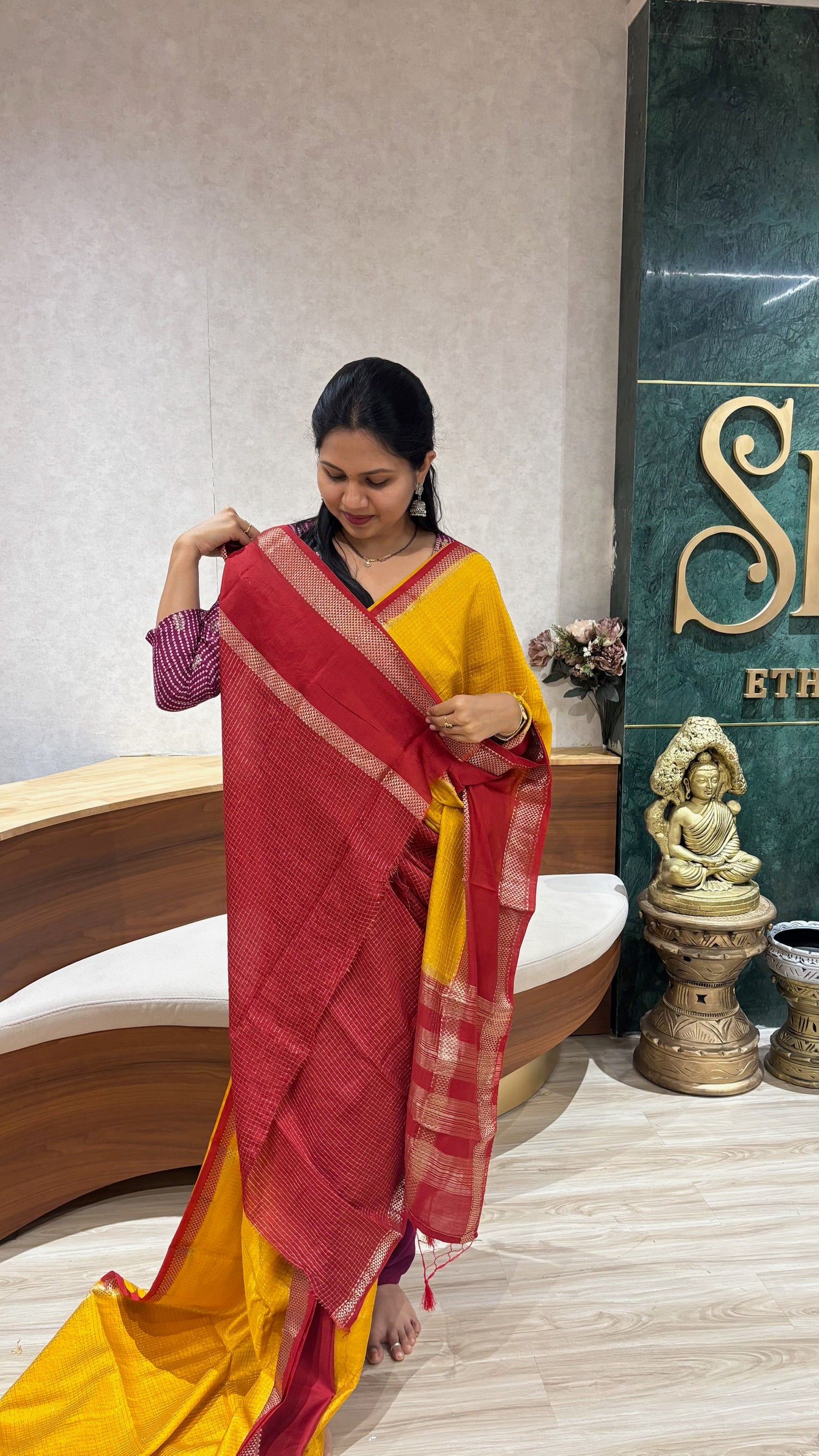 Russian silk yellow-red