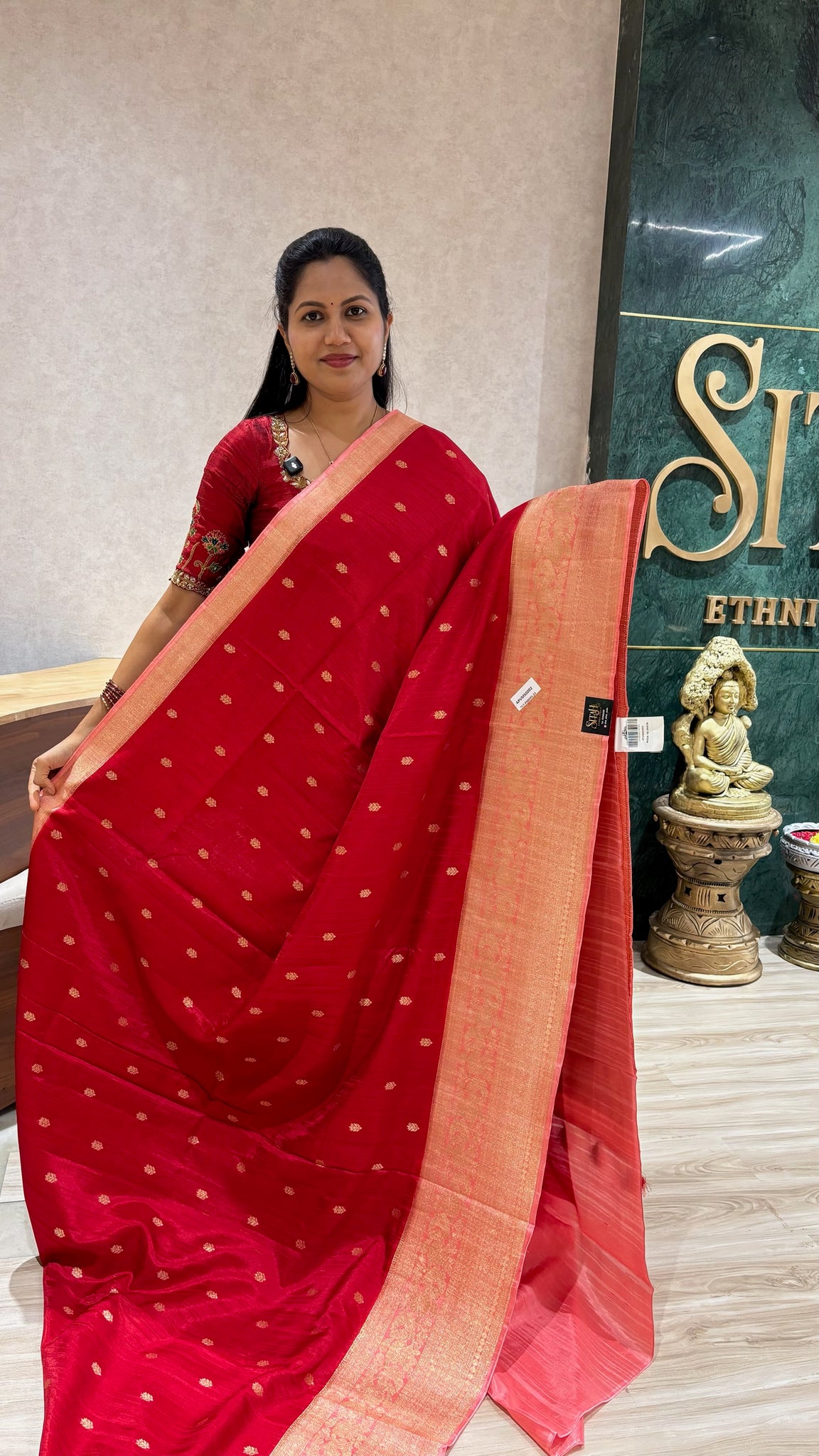 Rawsilk sarees red-peach