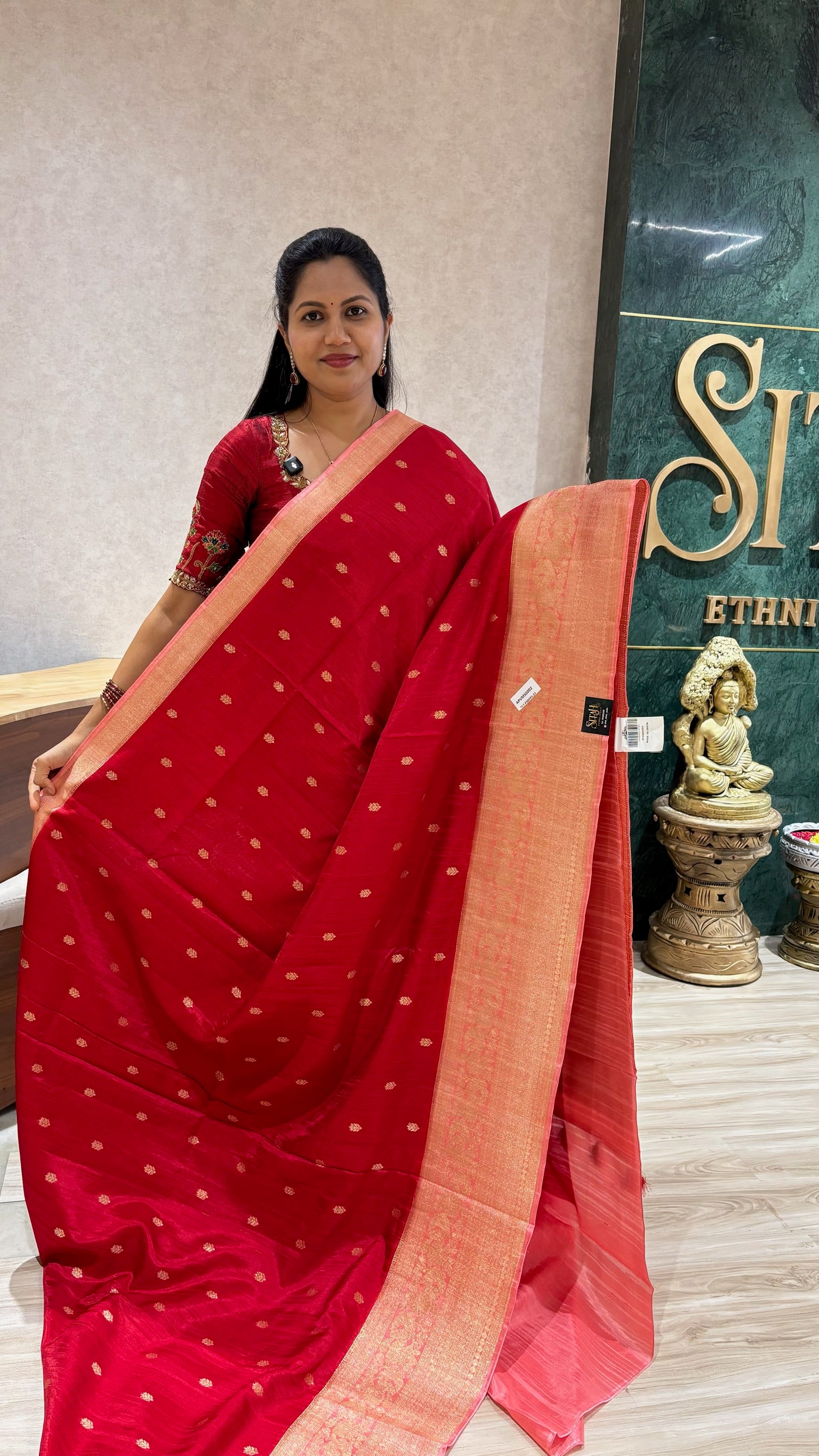 Rawsilk sarees red-peach