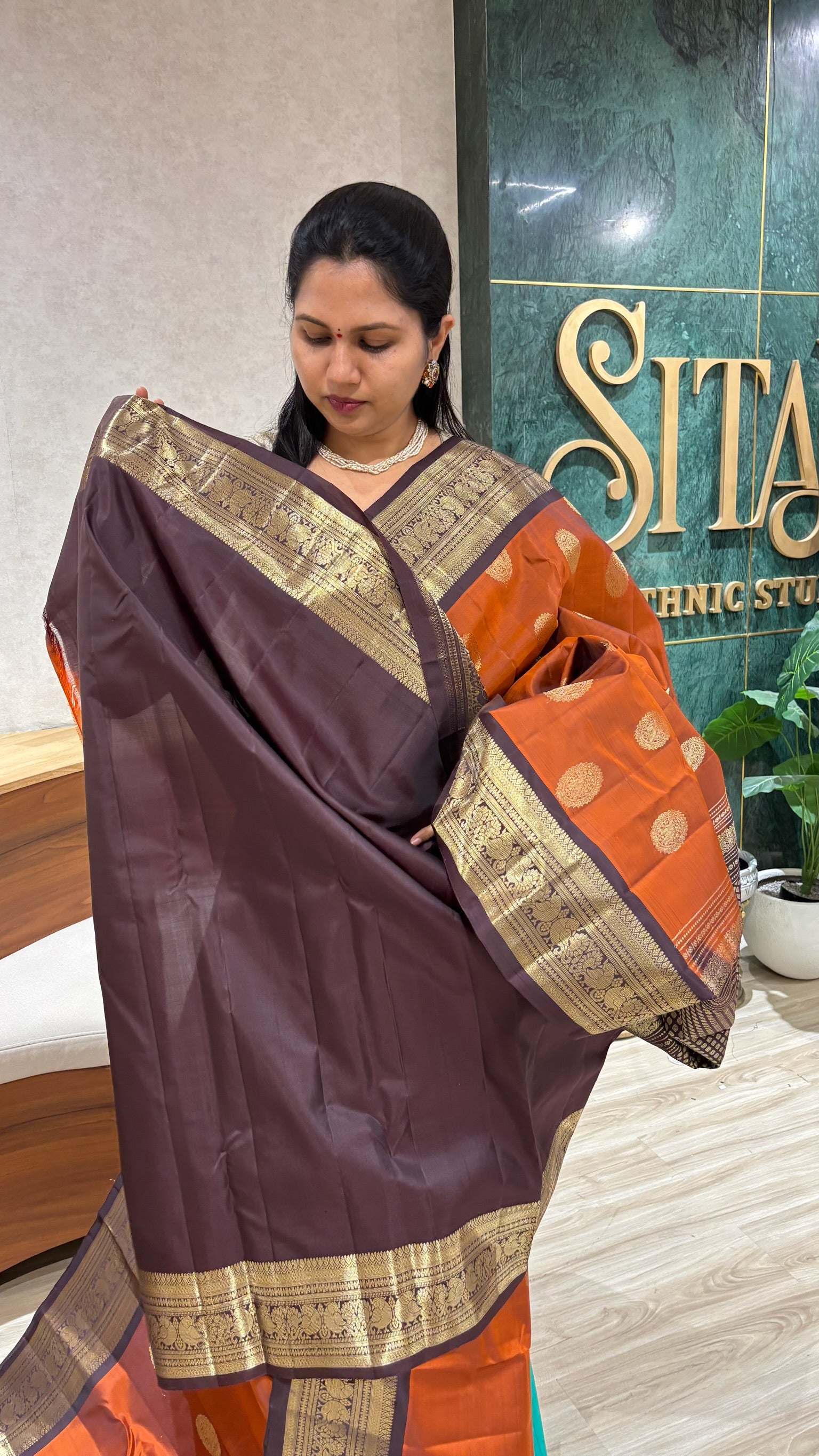 Handloom Kanchi pattu rust