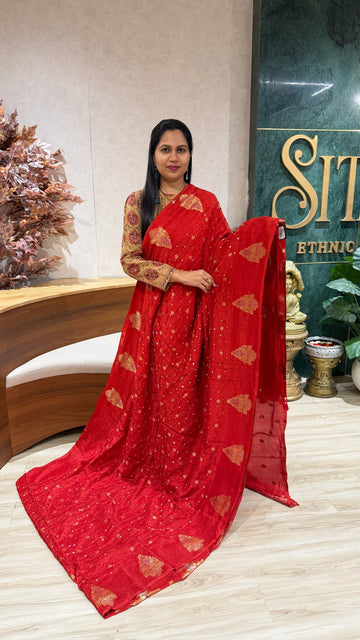 Chinon silk bandhini red