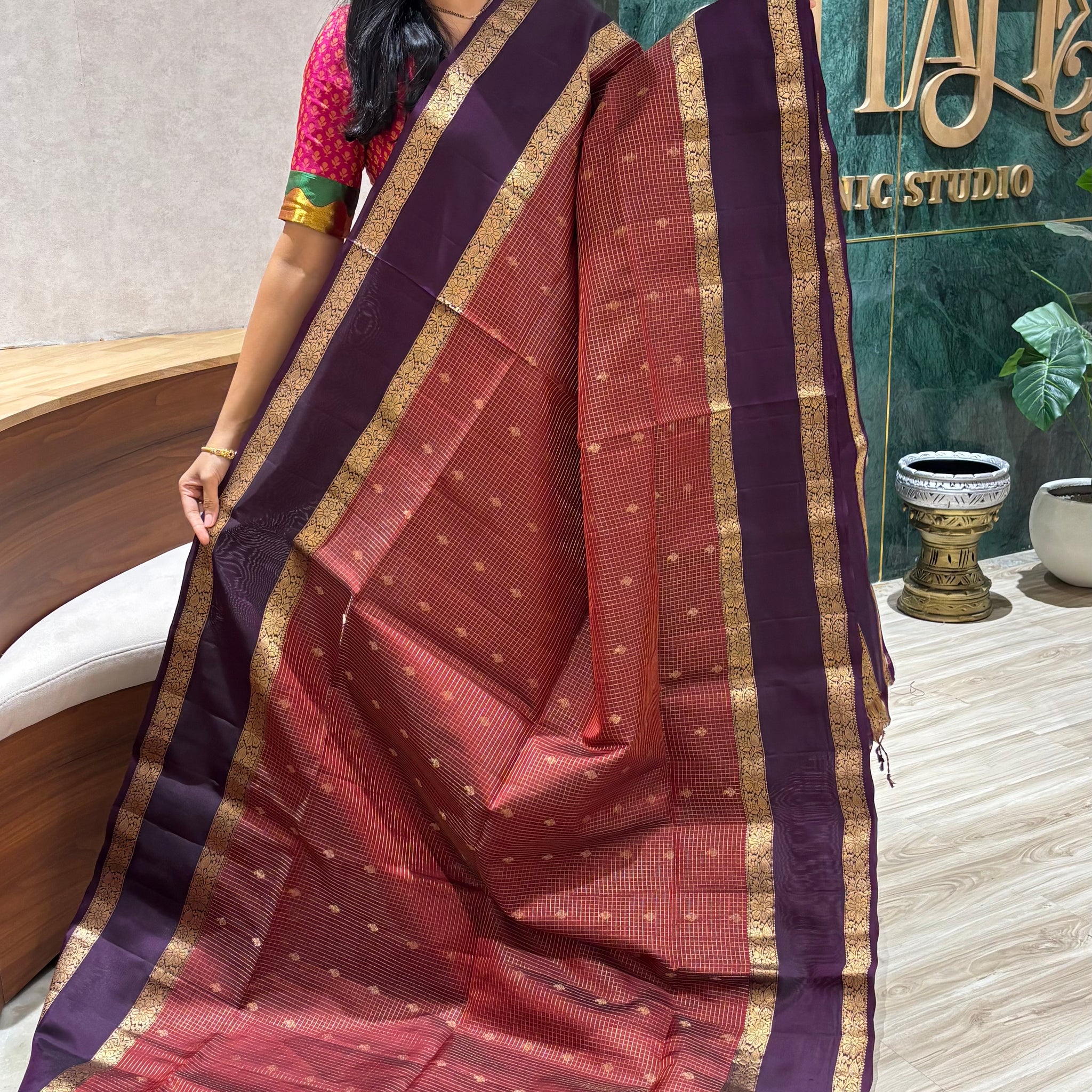 Handloom kanchi rust