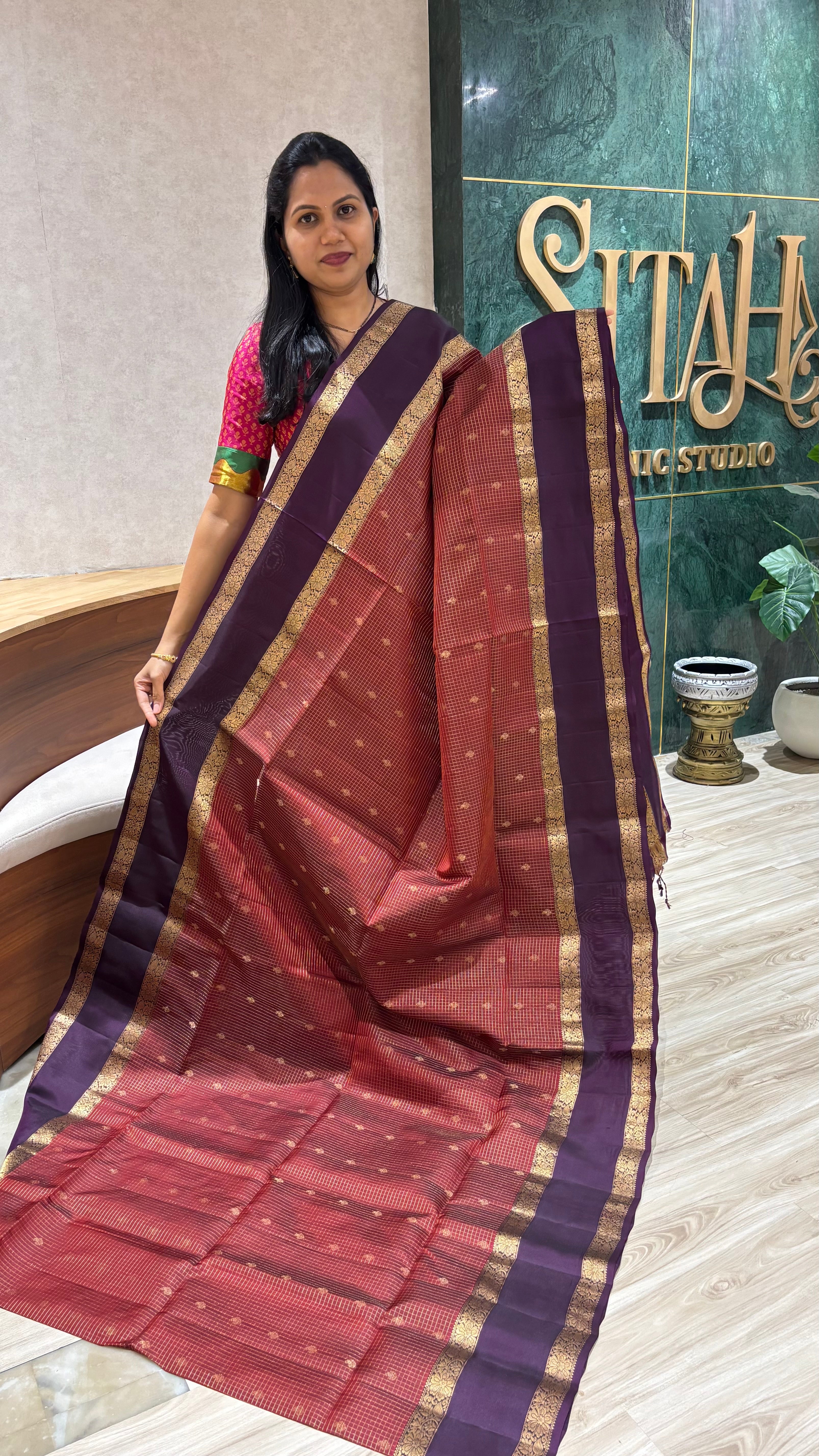 Handloom kanchi rust