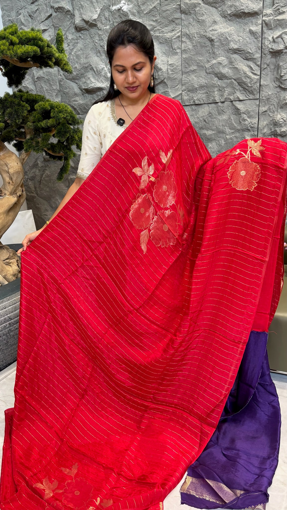 Designer crepe sarees red