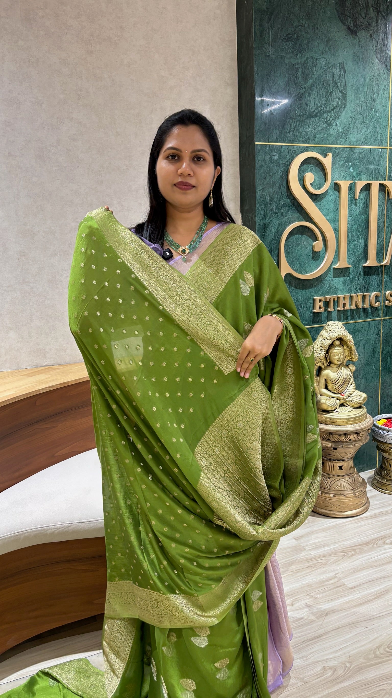 Pure georgette leaf green