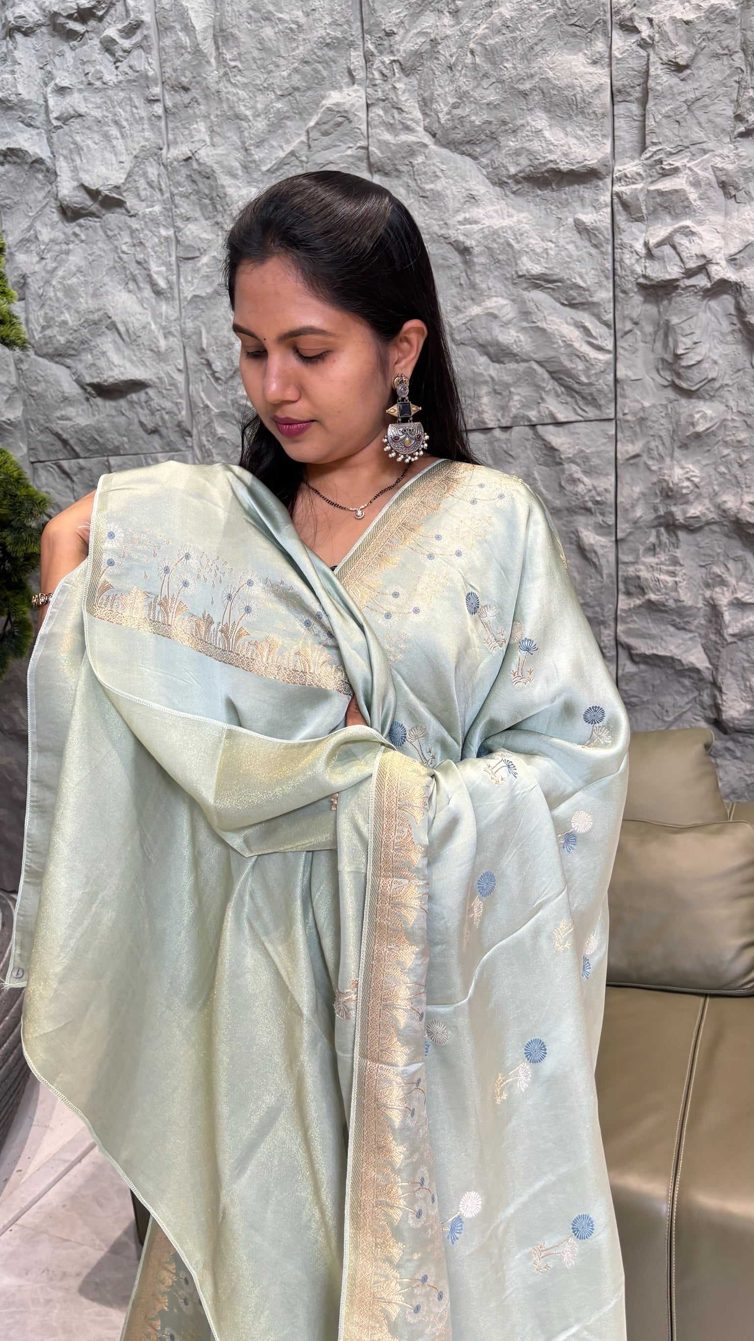 Pure Mashru silk pista green