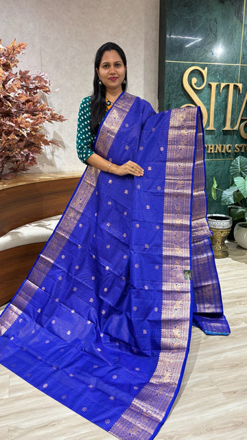 Vintage handloom kanchi pattu gemini blue