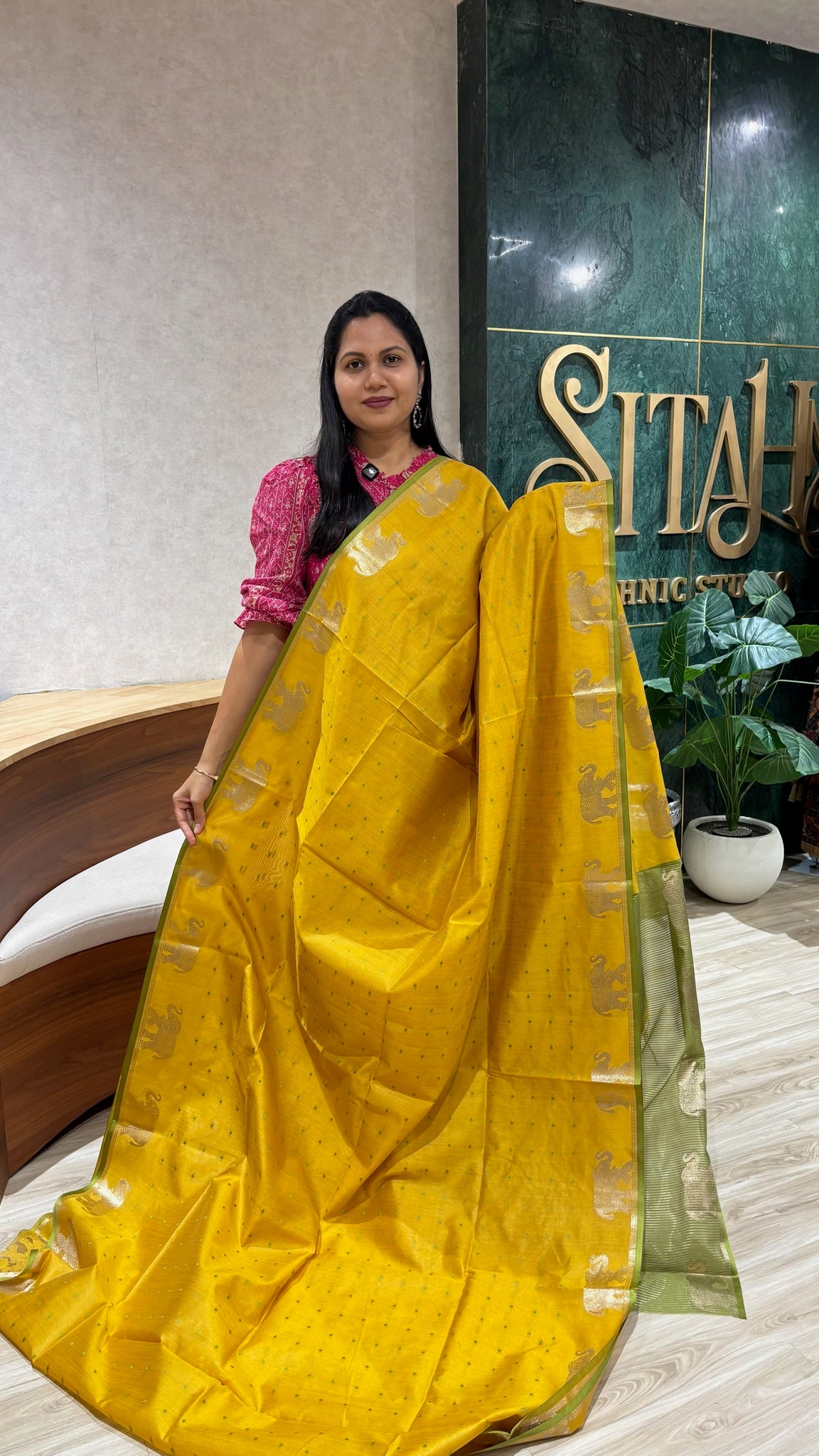 Tussar elephant yellow-green