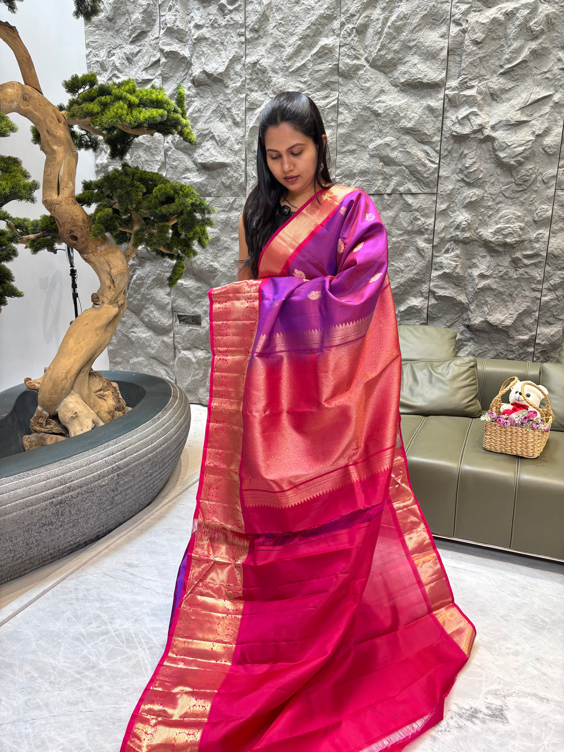 Kanchi pattu mangenta pink-pink