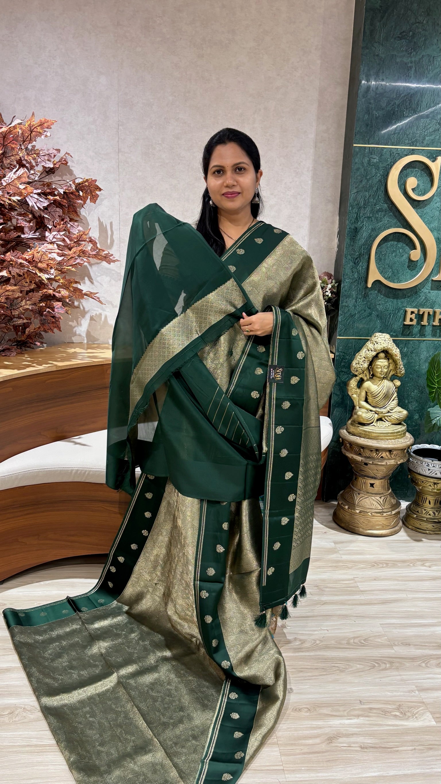 Mashru brocade green