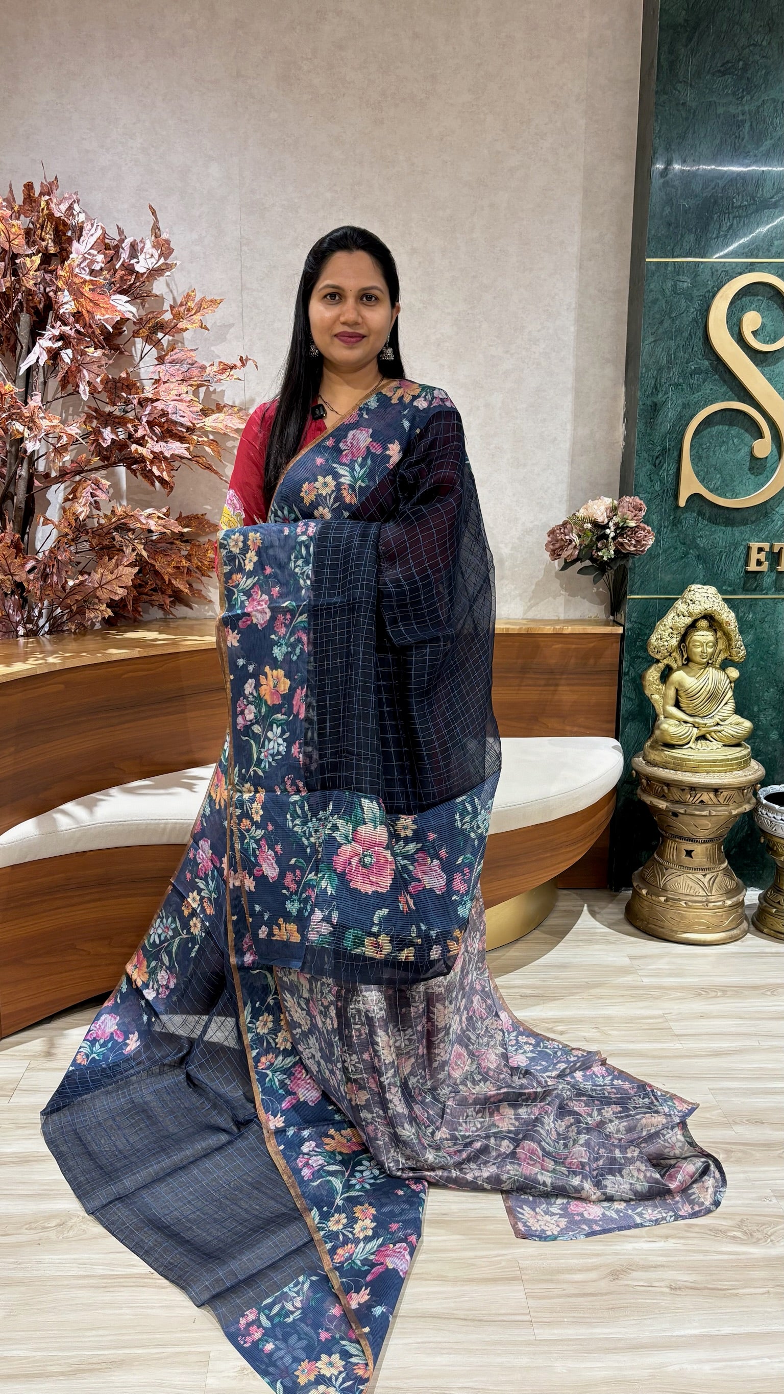 Muslin kora navy blue