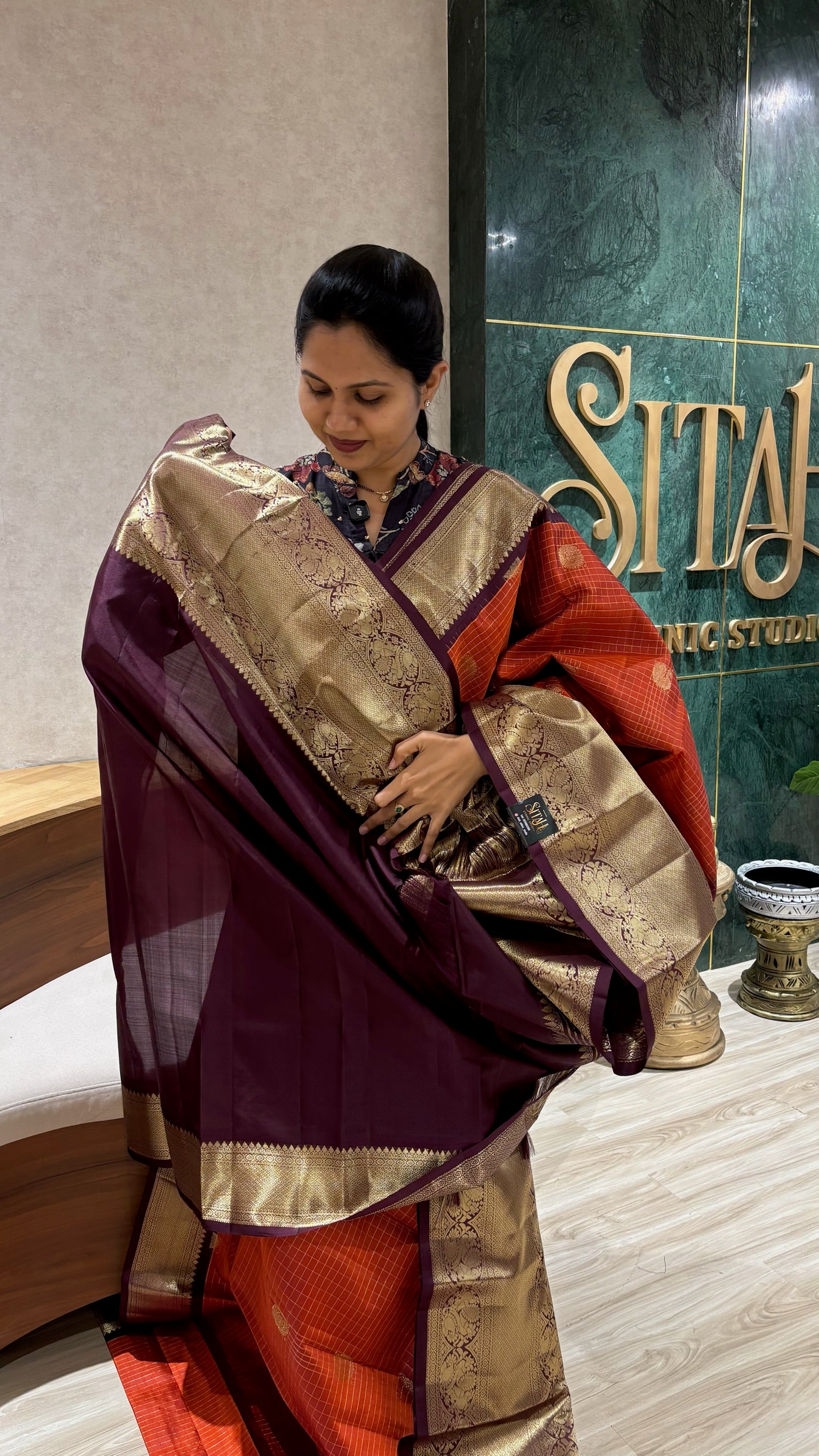 Handloom Kanchi pattu rust