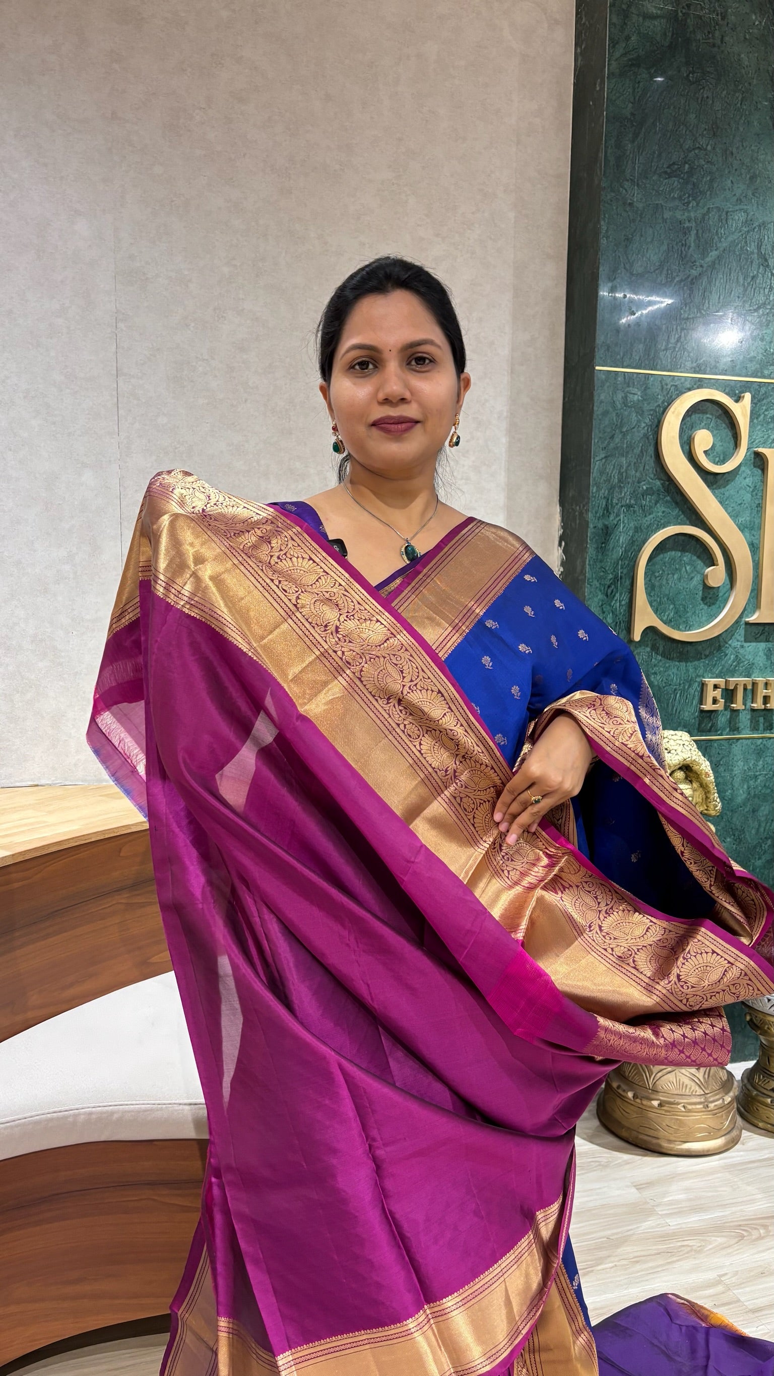 Handloom kanchi pattu gemini blue