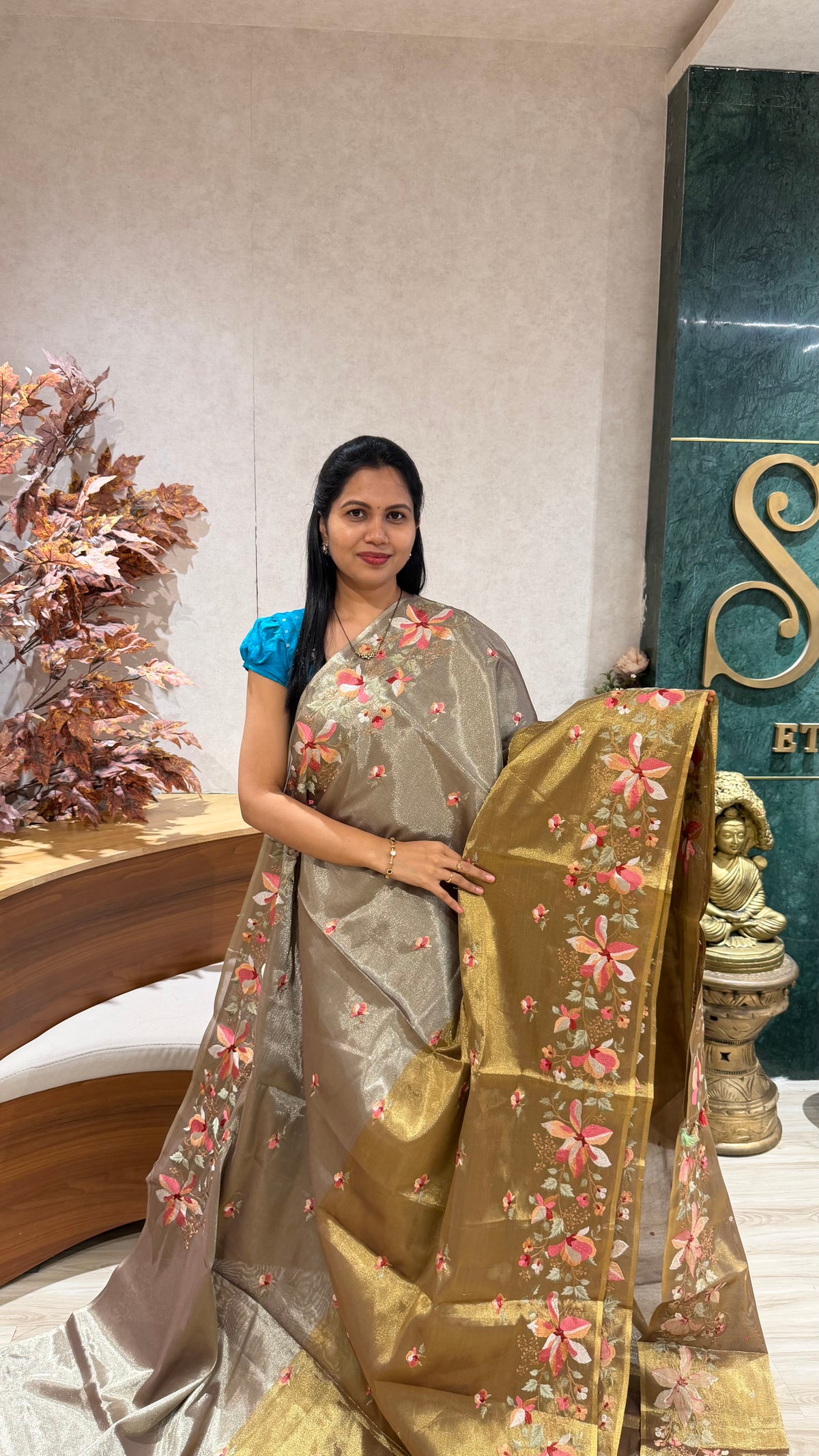 Designer tissue embroidery saree