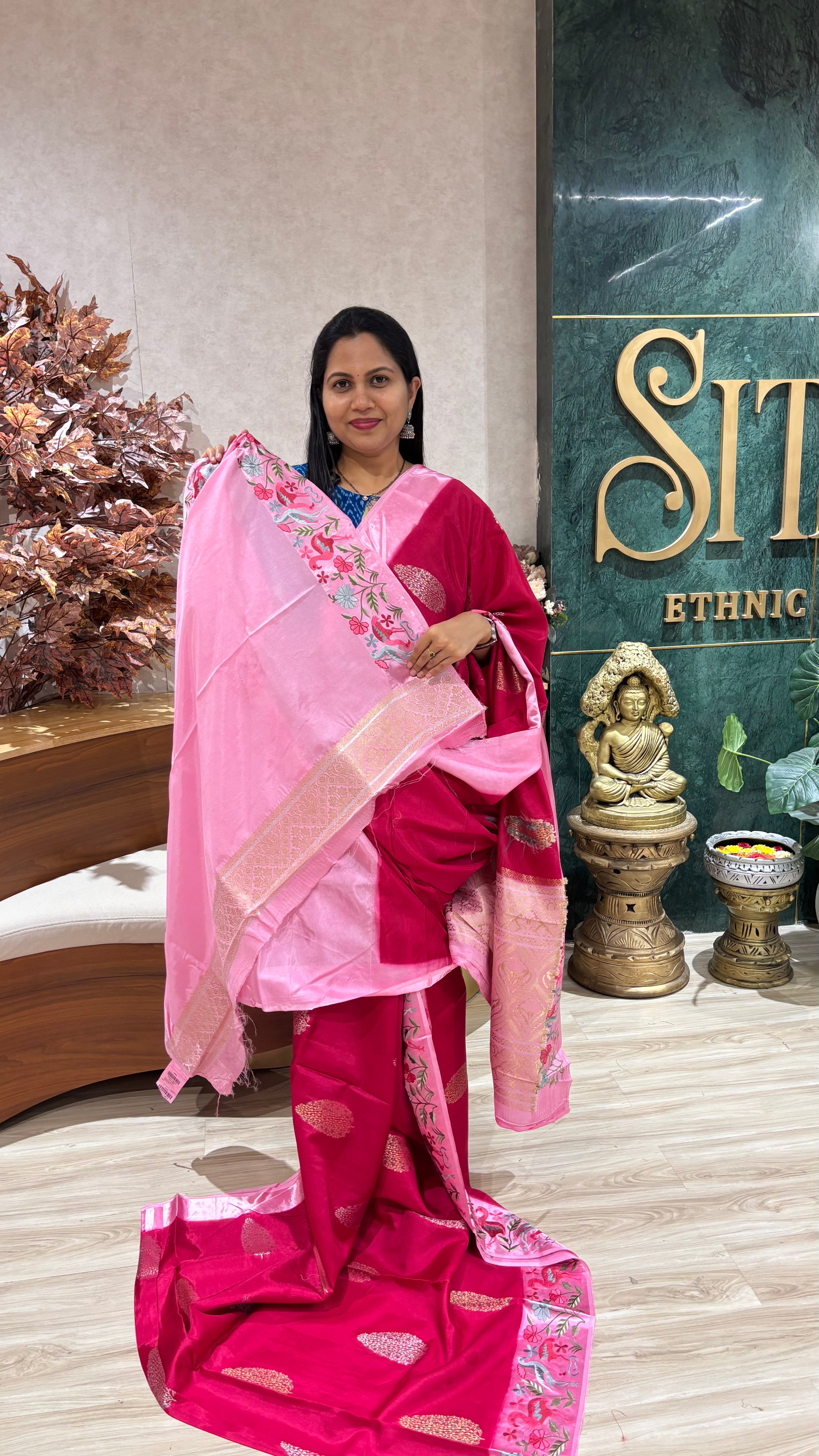 Russian silk mashru work borders
