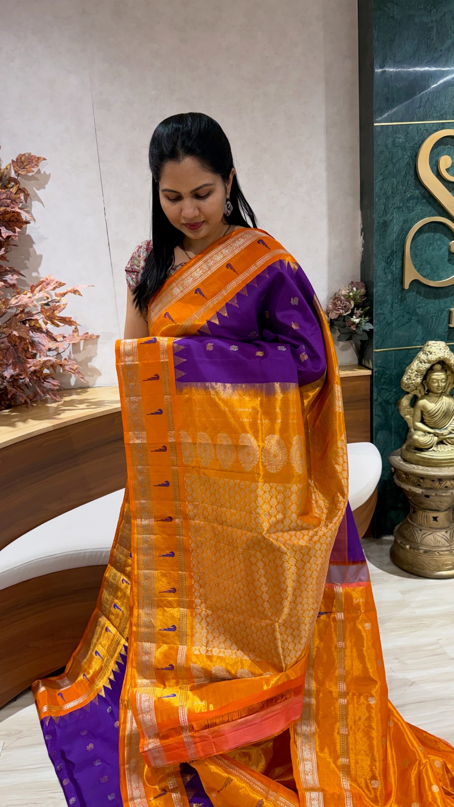 Handloom  Gadwal tissue muniya border