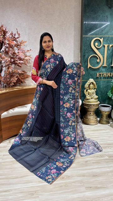 Muslin kora navy blue