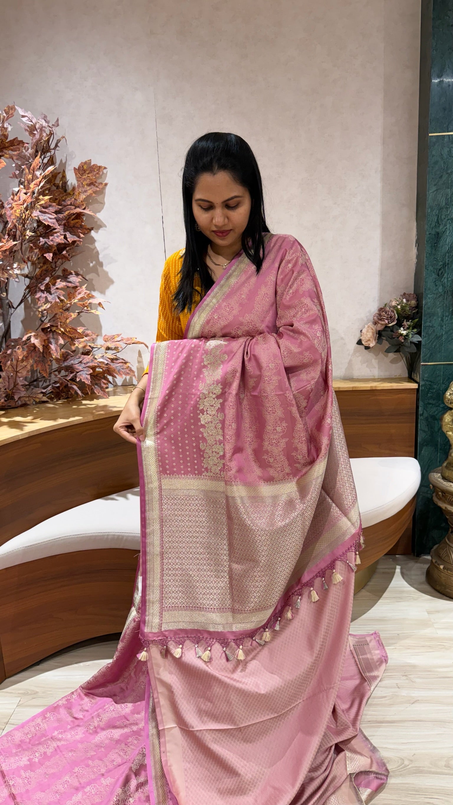 Mashru banaras onion pink