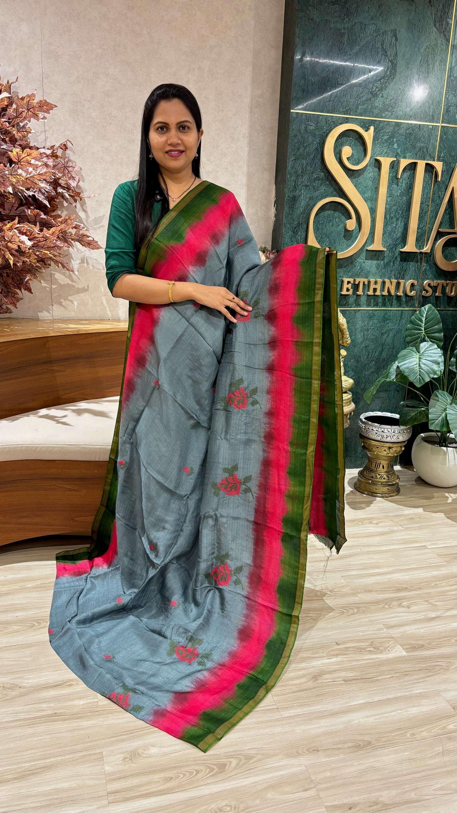 Jute silk saree